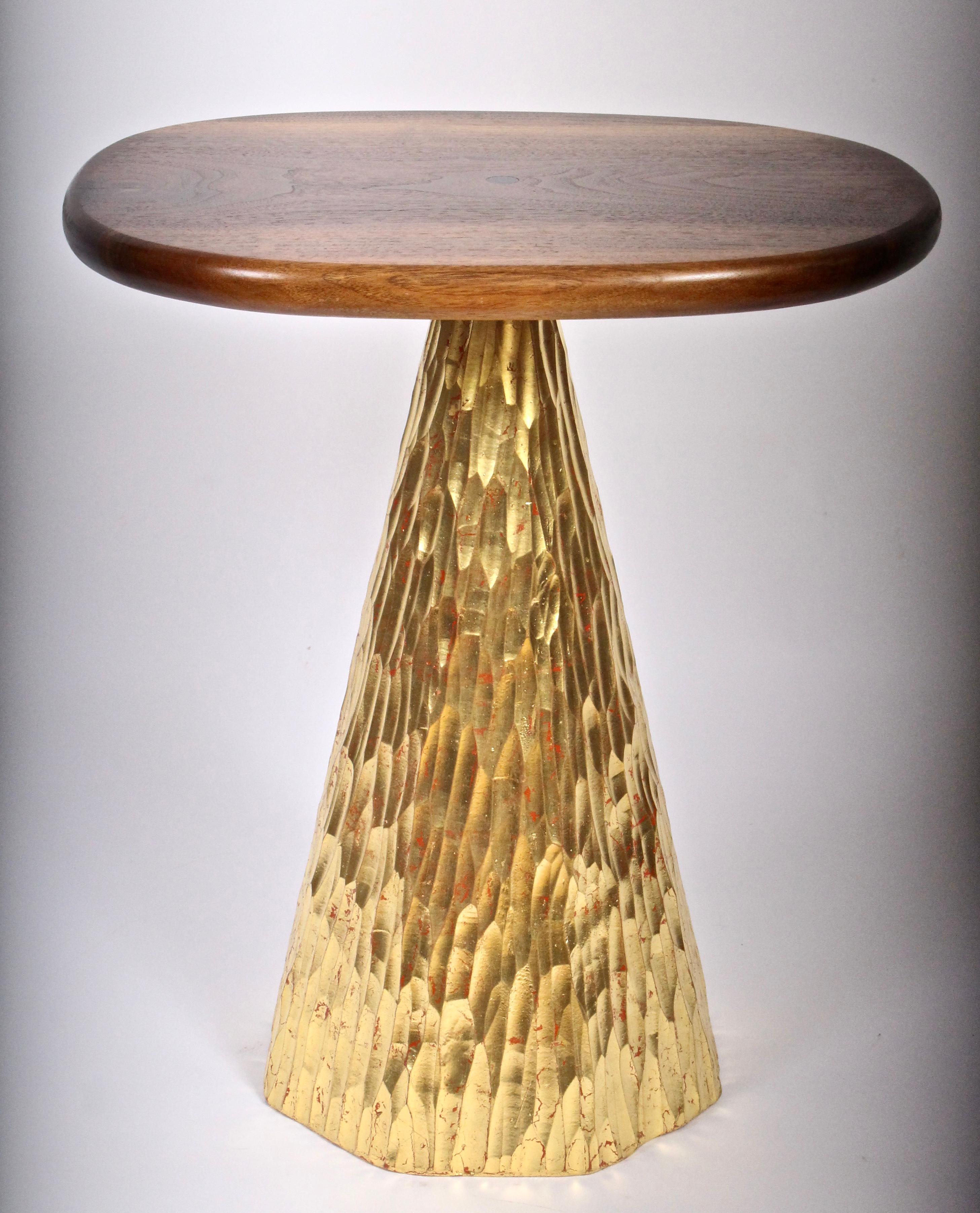 Hand-Painted Phillip Lloyd Powell Walnut and Gold Leaf Occasional Table, Circa 2007 For Sale