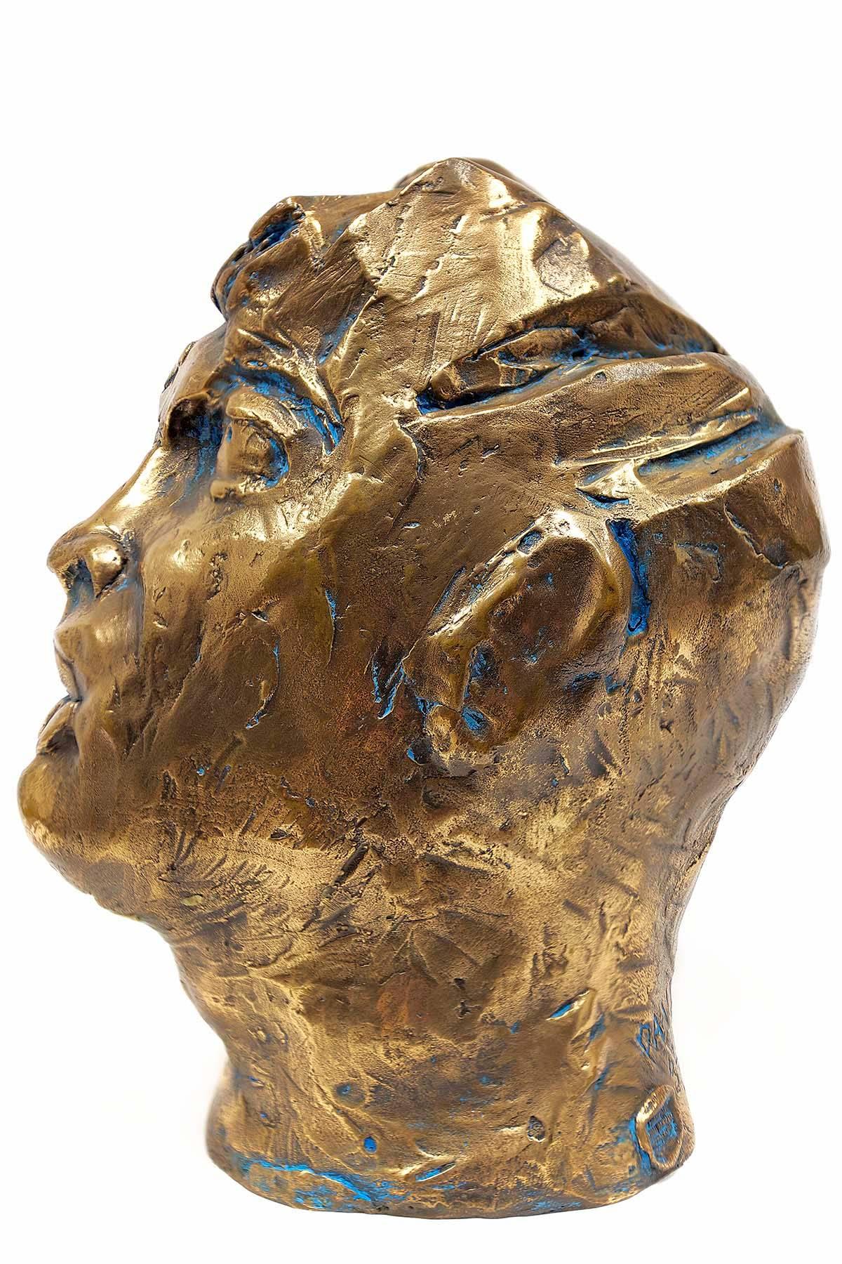 Senza titolo, Testa di un artista, scultura in bronzo d'avanguardia - Sculpture di Phillip Pavia