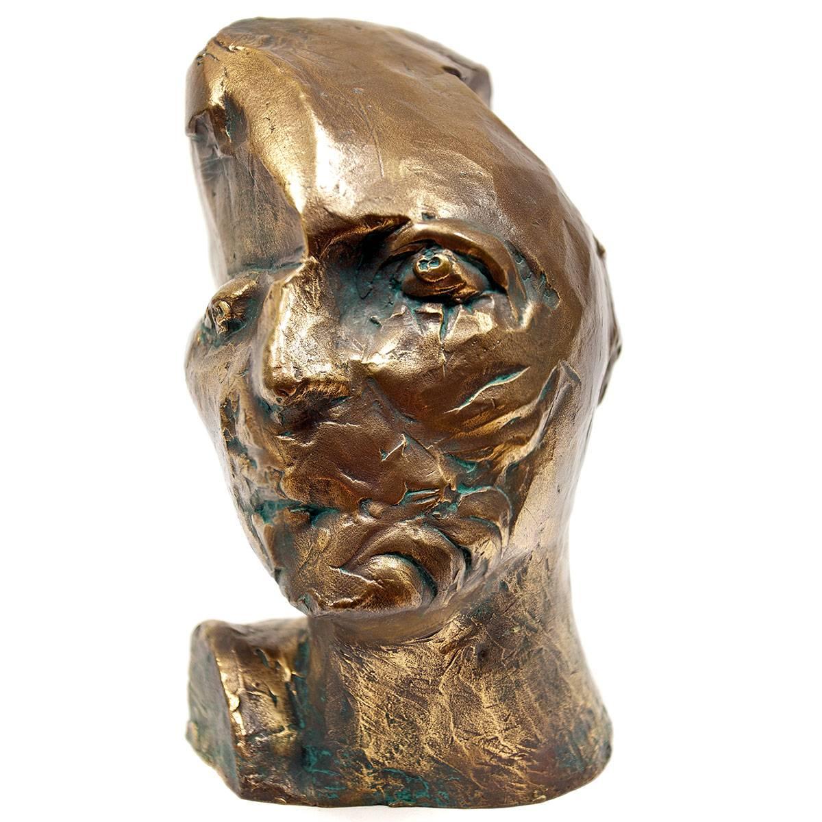Untitled, Head Of An Artist, Avant-Garde Bronze Sculpture For Sale 3