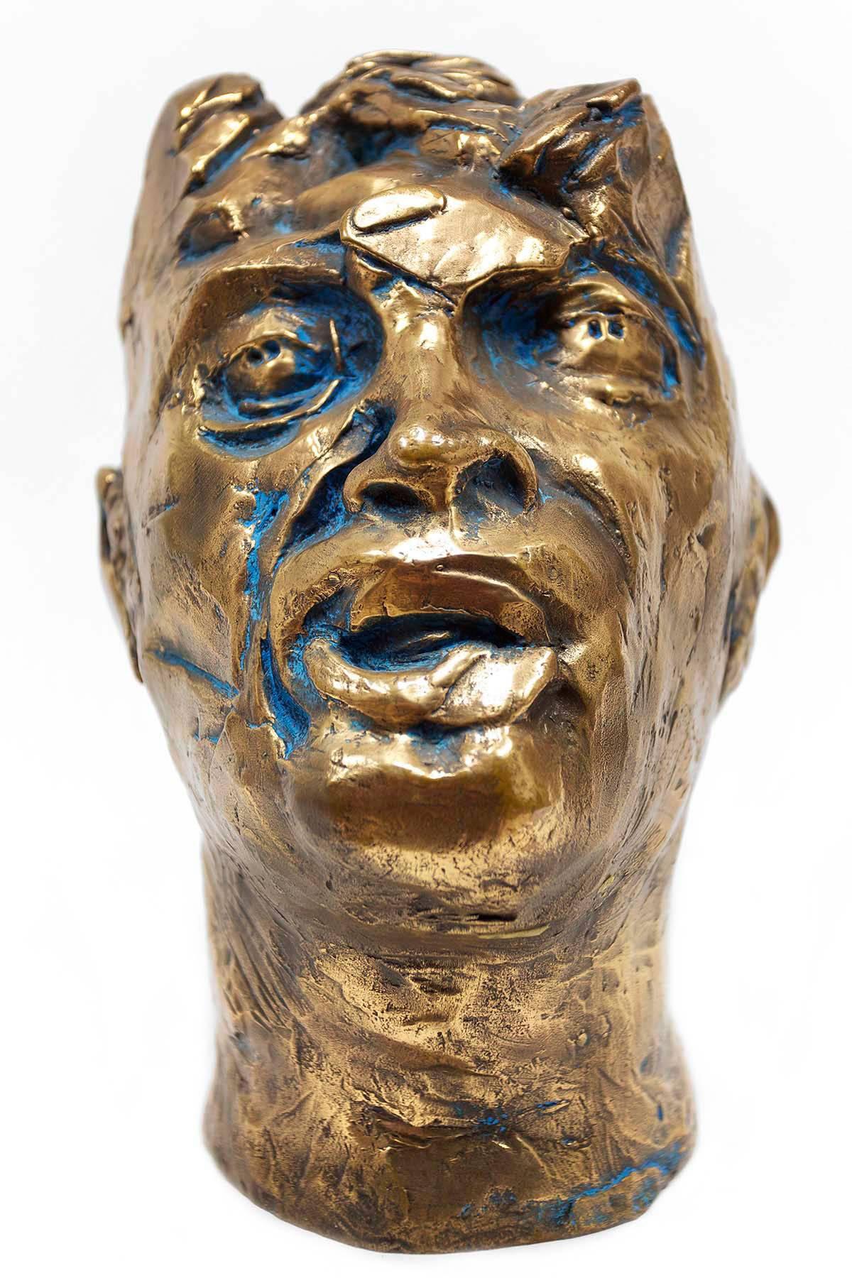 Phillip Pavia Figurative Sculpture - Untitled, Head Of An Artist, Avant-Garde Bronze Sculpture