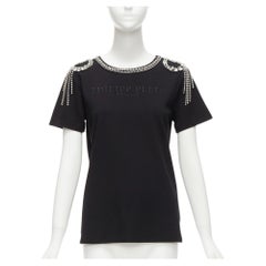 Chemise PHILLIP PLEIN FEMME brodée du logo et de franges en cristal transparent XS