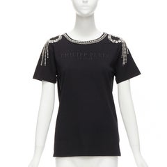 Chemise PHILLIP PLEIN FEMME brodée du logo et de franges en cristal transparent XS