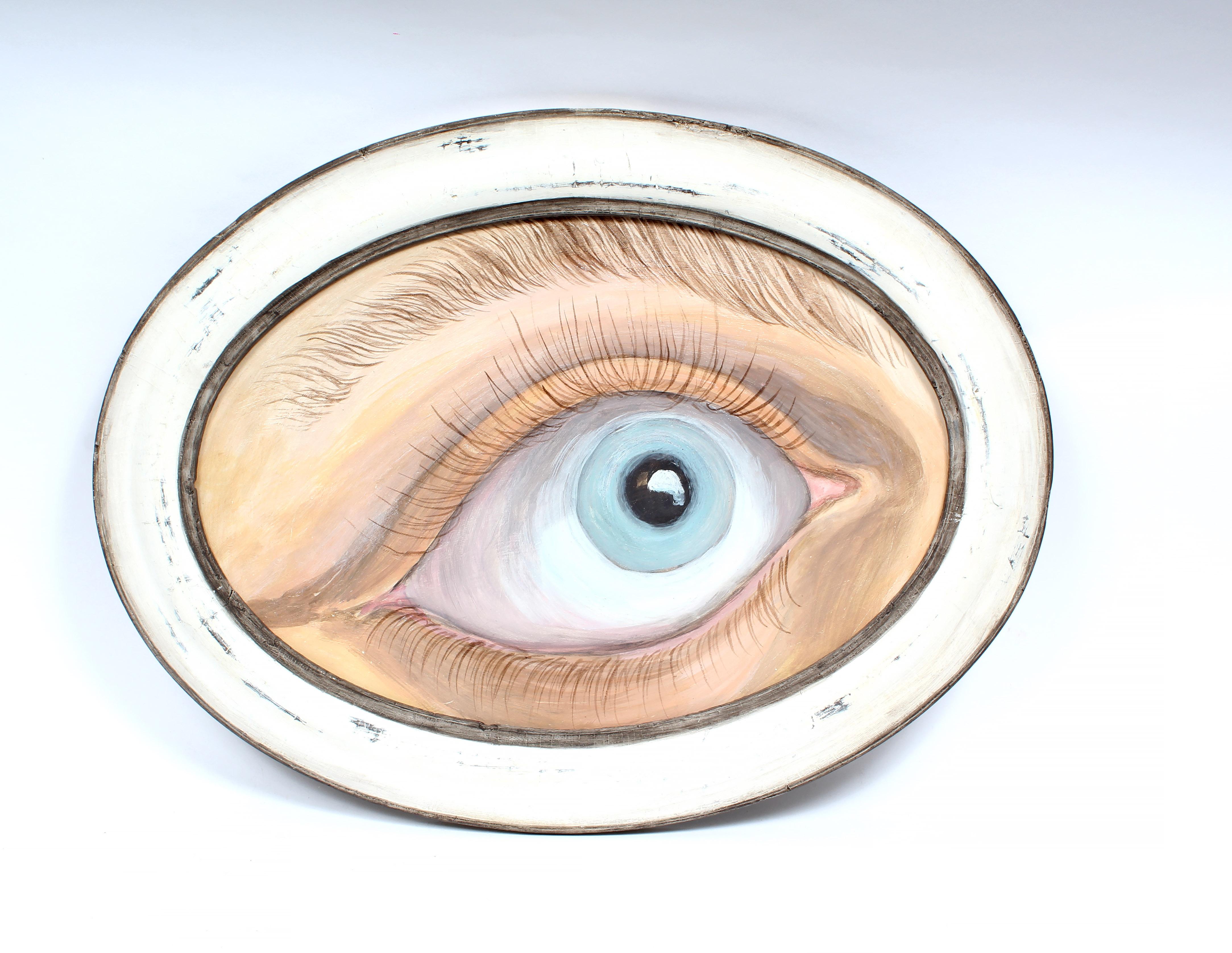 Phillip Q Figurative Painting - Outsider Artist Surrealist Figurative Eye