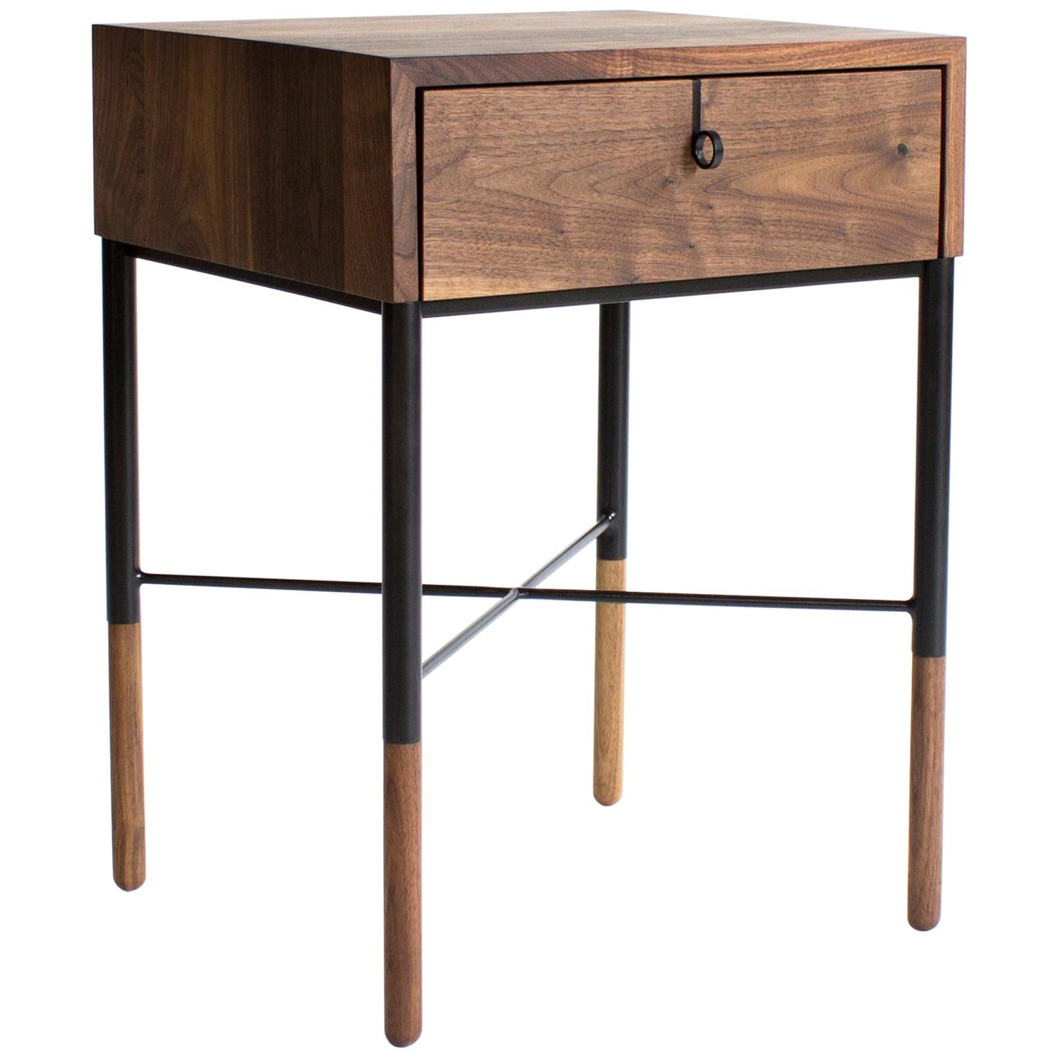 Phillip Walnut Nightstand and Side Table For Sale