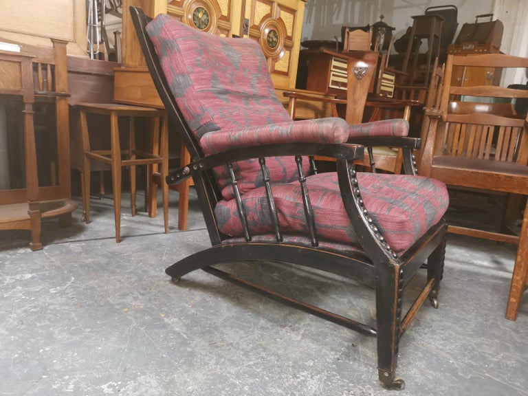 Phillip Webb for Morris & Co. an English Aesthetic Movement Reclining Armchair In Good Condition For Sale In London, GB