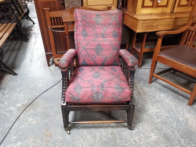 Mid-19th Century Phillip Webb for Morris & Co. an English Aesthetic Movement Reclining Armchair For Sale