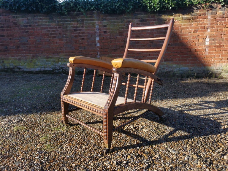 Phillip Webb for Morris & Co. English Aesthetic Movement Oak Reclining Armchair For Sale 6