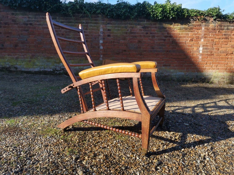 Phillip Webb for Morris & Co. English Aesthetic Movement Oak Reclining Armchair For Sale 7