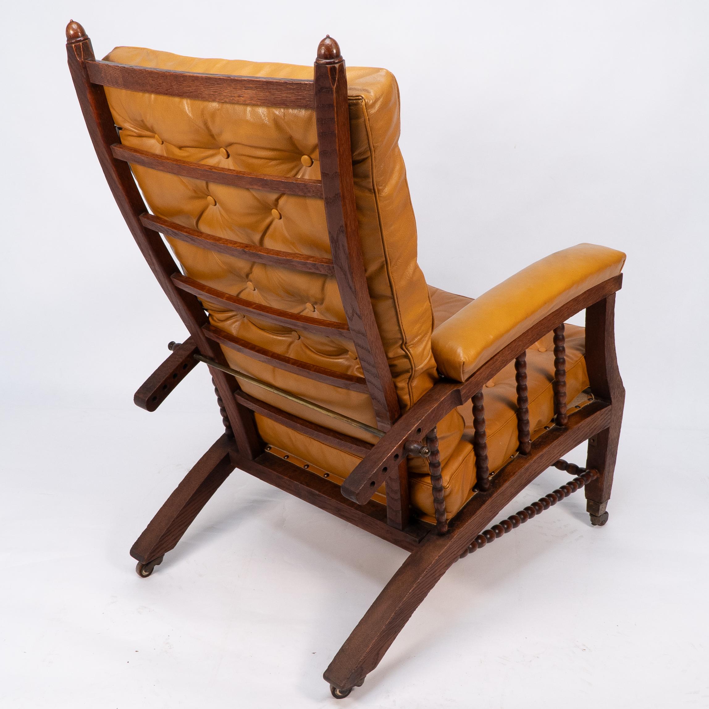 Phillip Webb for Morris & Co. English Aesthetic Movement oak reclining armchair For Sale 9