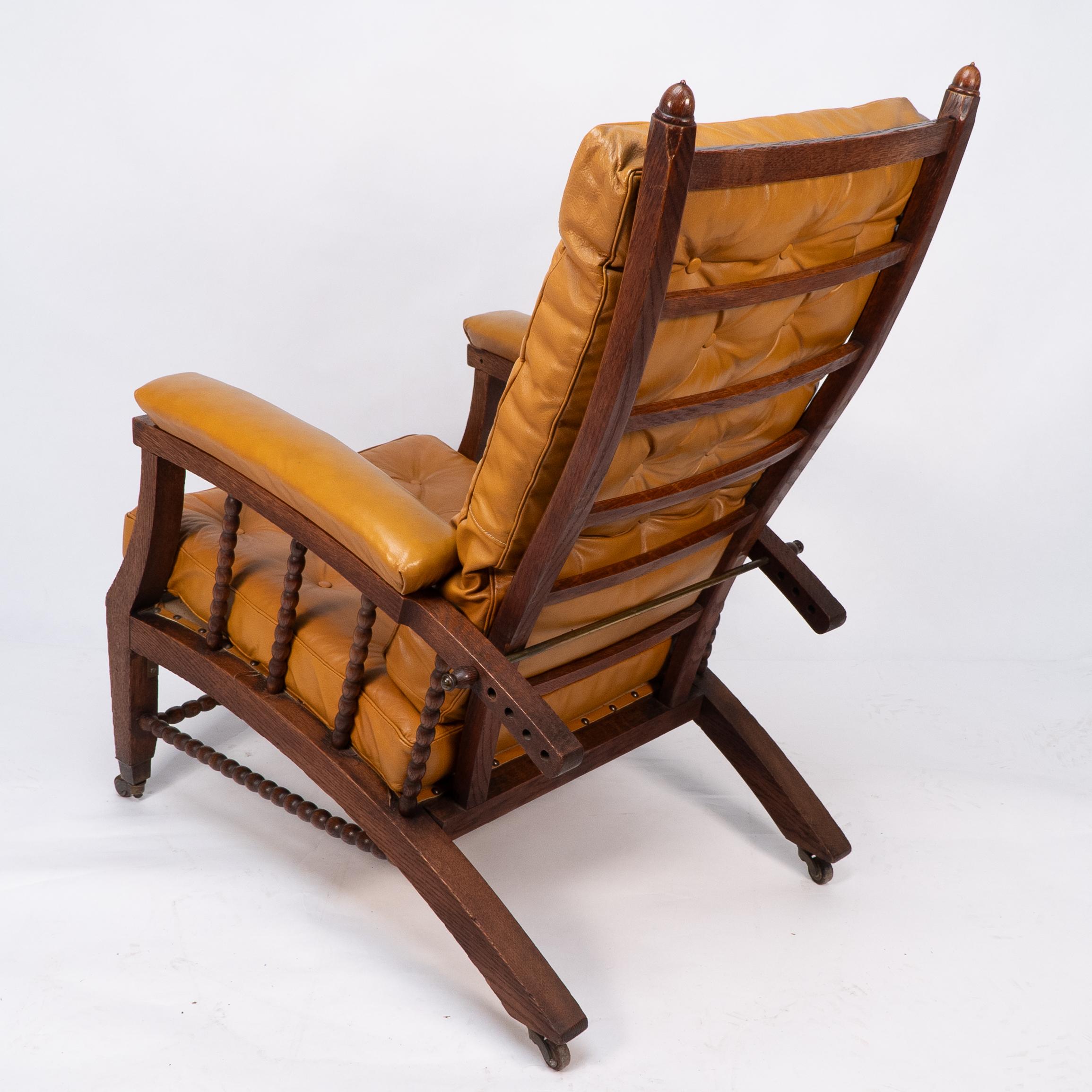 Phillip Webb for Morris & Co. English Aesthetic Movement oak reclining armchair For Sale 11