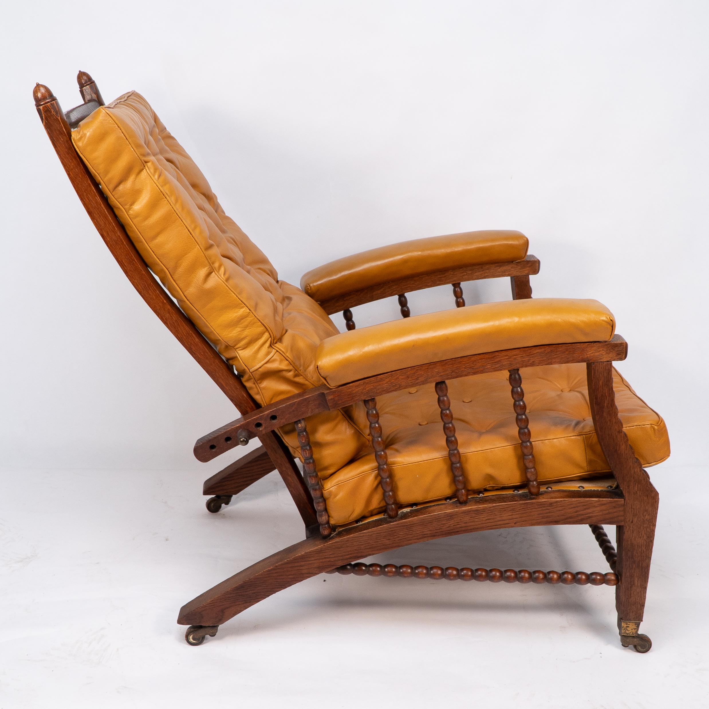 Hand-Crafted Phillip Webb for Morris & Co. English Aesthetic Movement oak reclining armchair For Sale