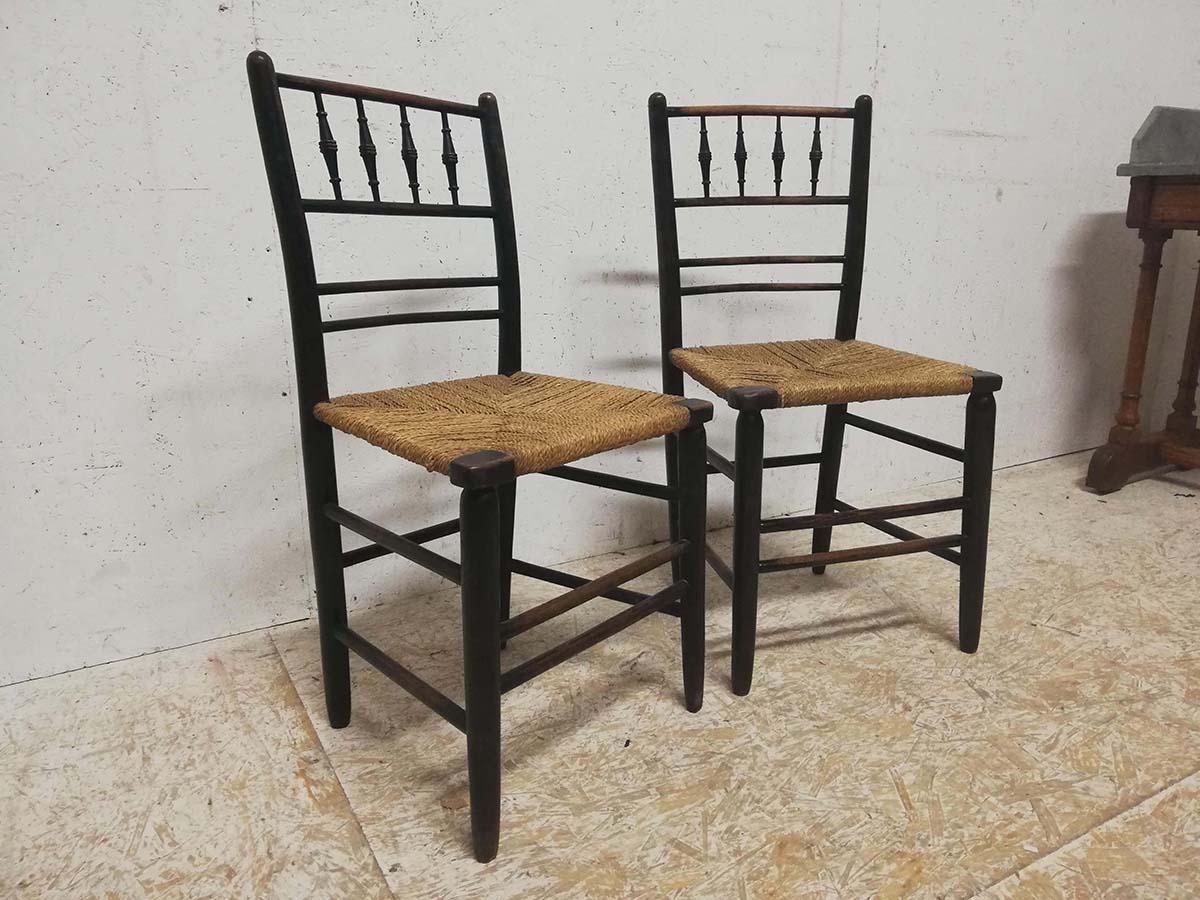 English Phillip Webb for William Morris, An Original Pair of Sussex Ebonised Side Chairs