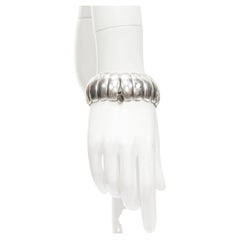 PHILLIPE AUDIBERT antique silver logo plate cuff elastic bracelet