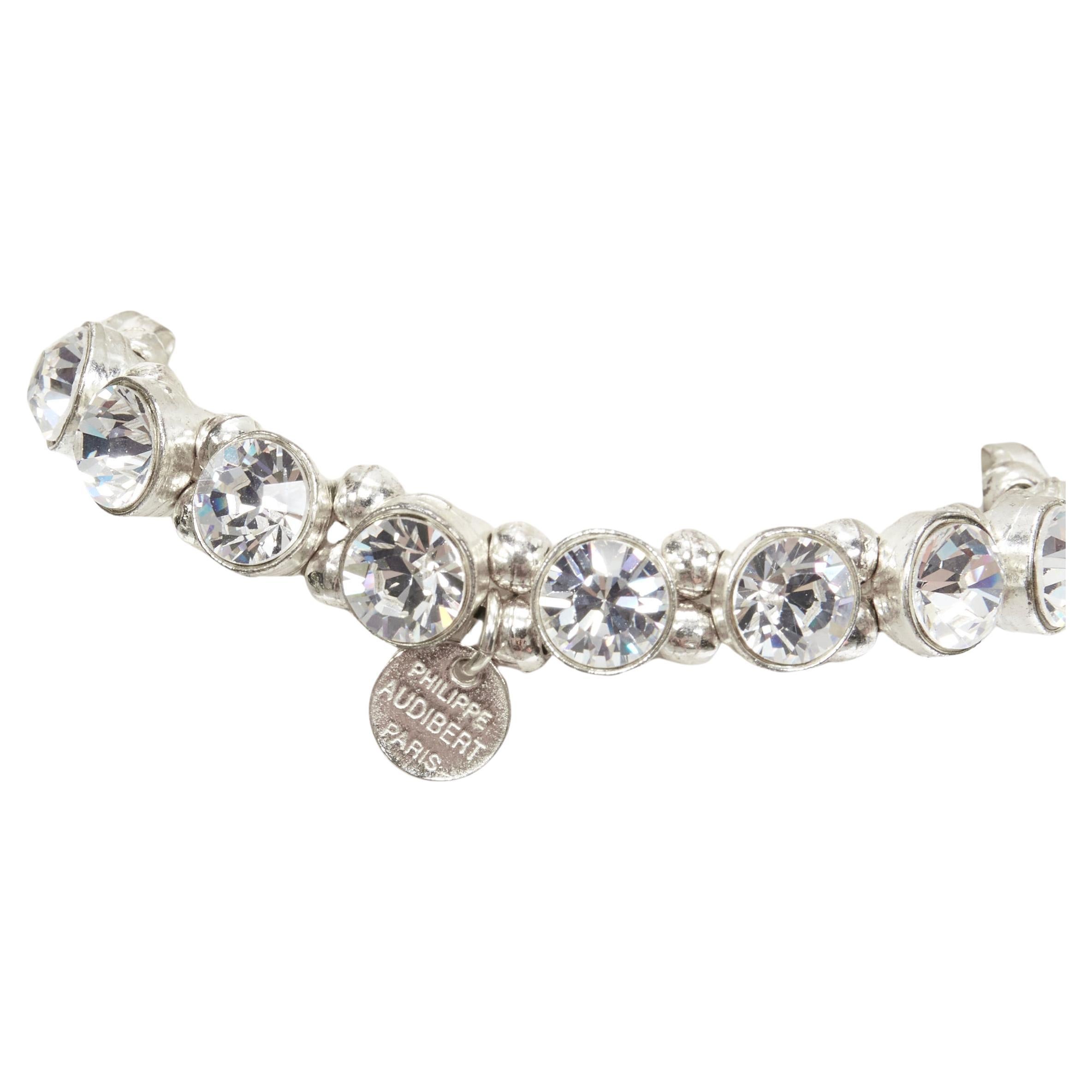 PHILLIPE AUDIBERT silver round crystal beads chain elastic bracelet