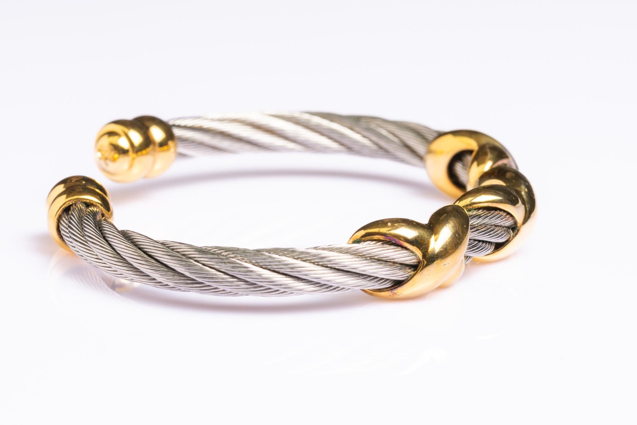 Phillipe Charriol 18ct Gold and Stainless Steel Cable Bangle 2