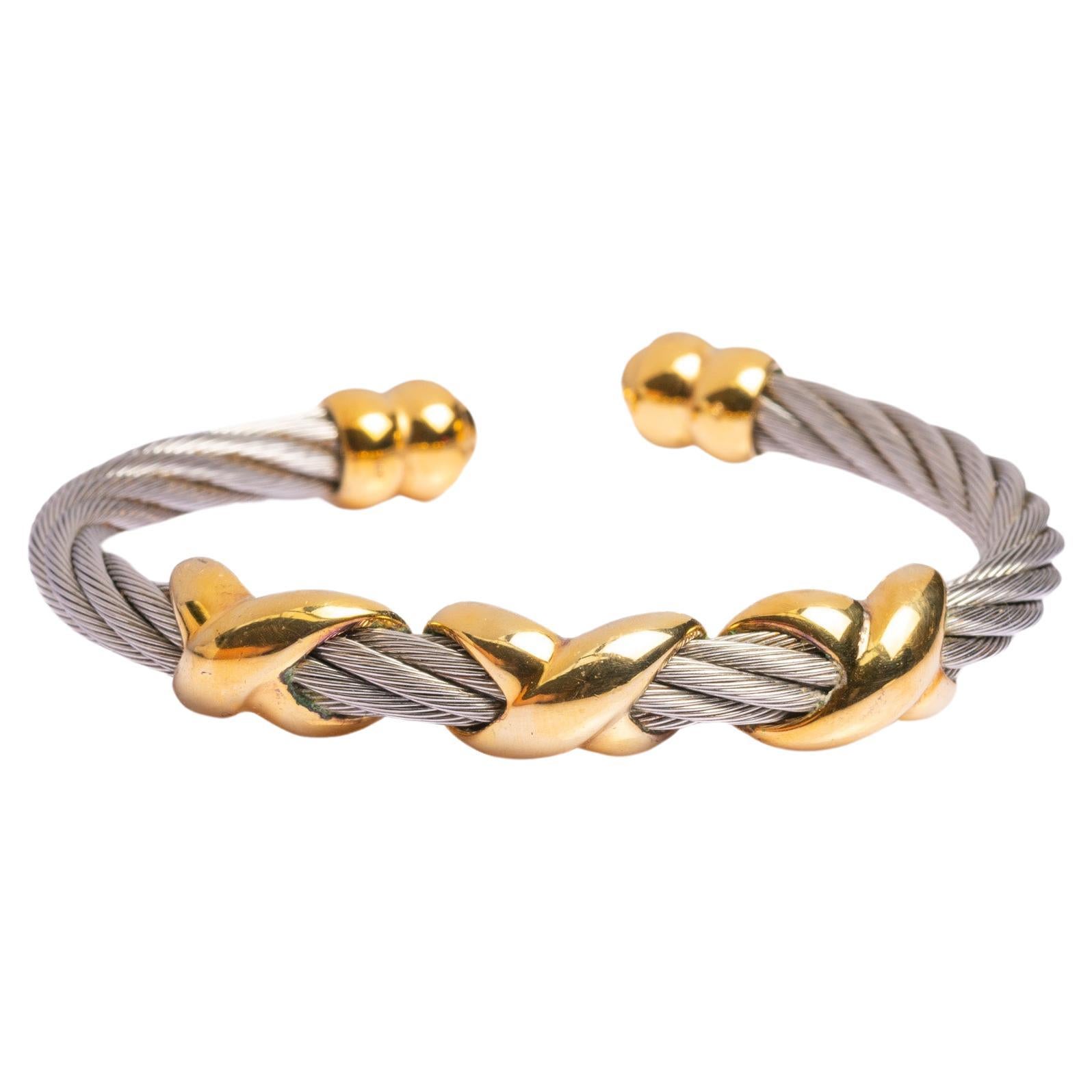 Phillipe Charriol 18ct Gold and Stainless Steel Cable Bangle
