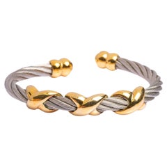 Phillipe Charriol 18ct Gold and Stainless Steel Cable Bangle