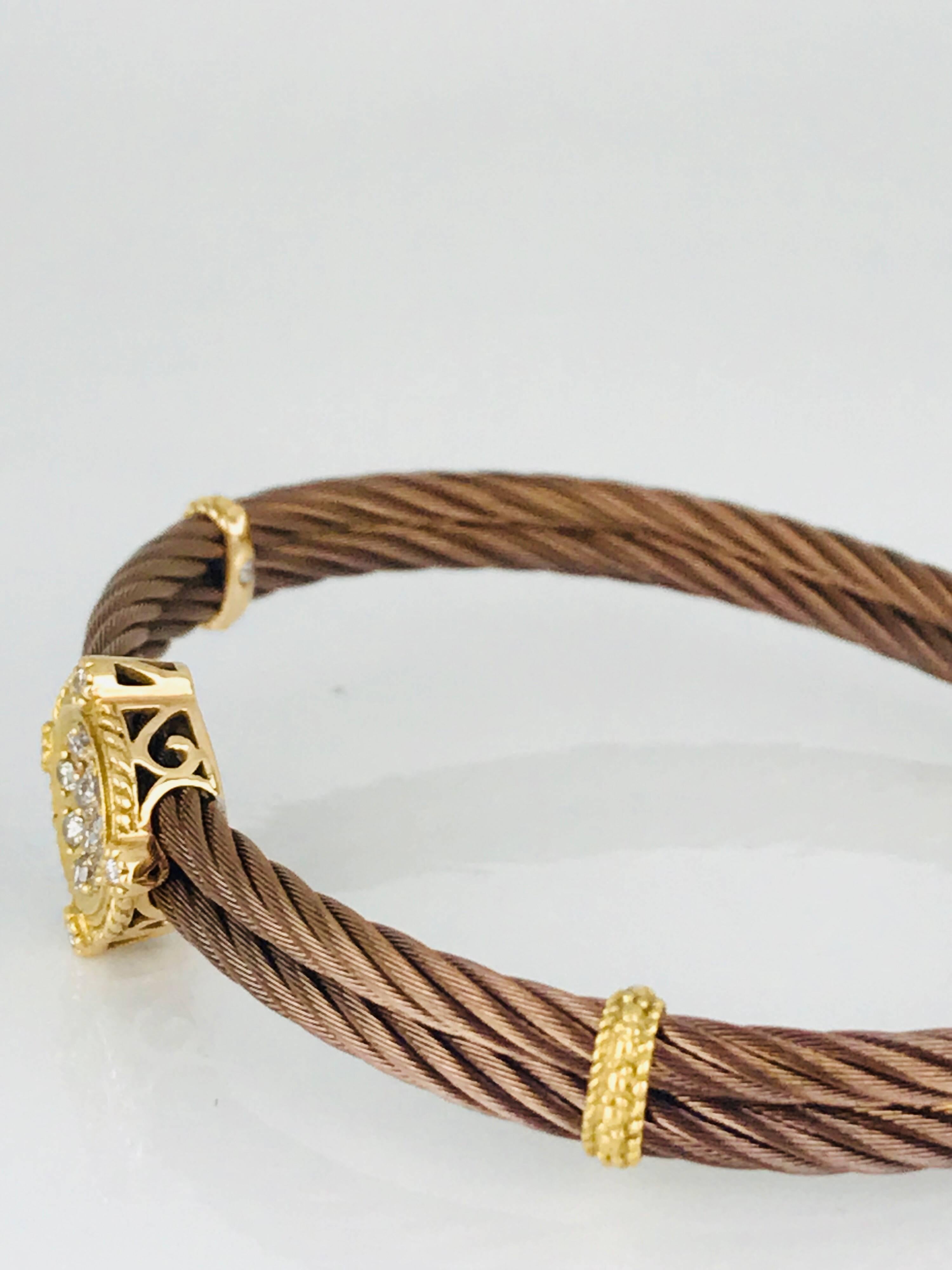 Women's or Men's Phillipe Charriol Contemporary, Cable Bracelet 18 Karat, Diamond Bracelet For Sale