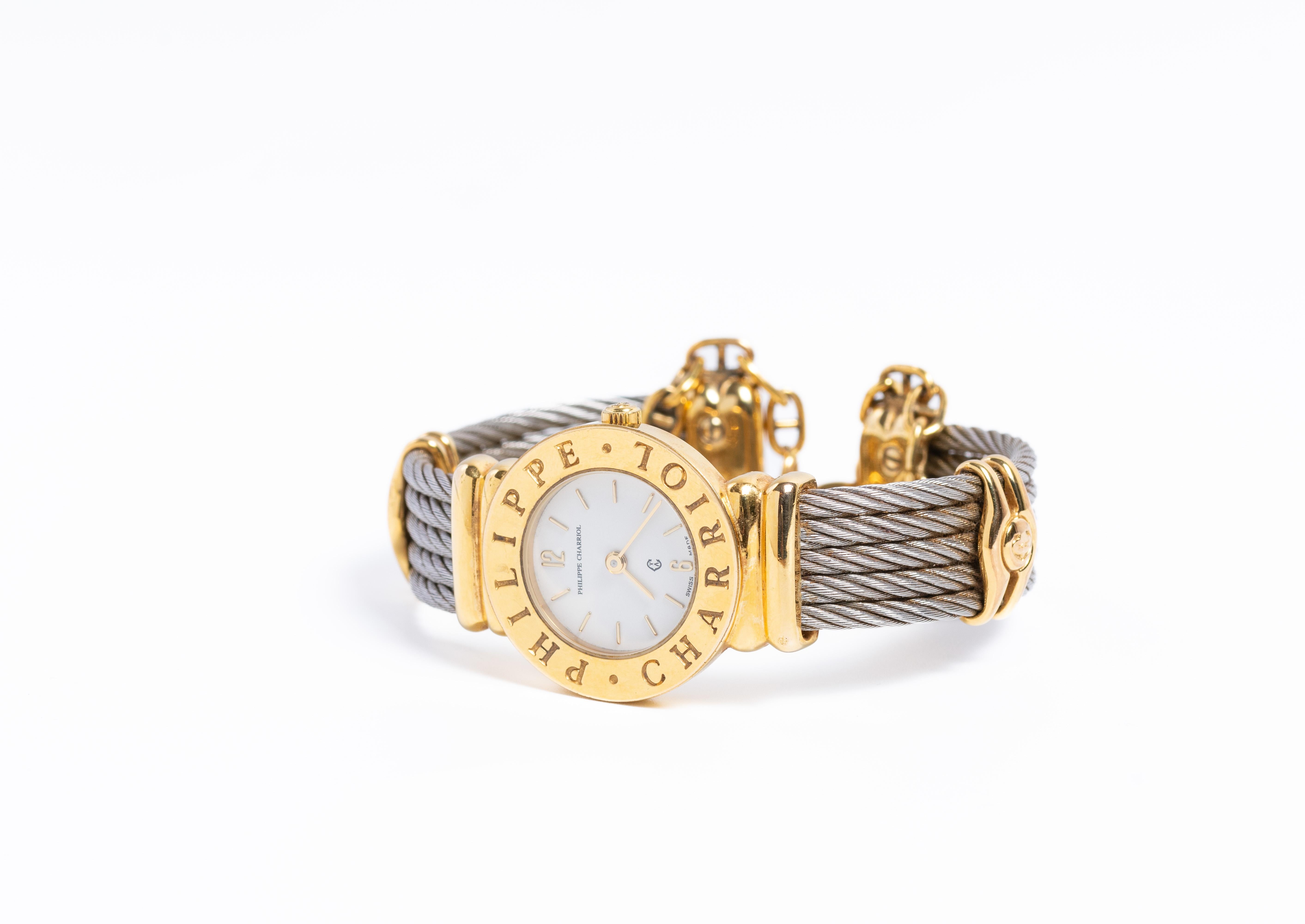 Phillipe Charriol Gold Plated and Stainless Steel Ladies Wristwatch In Good Condition In Portland, England