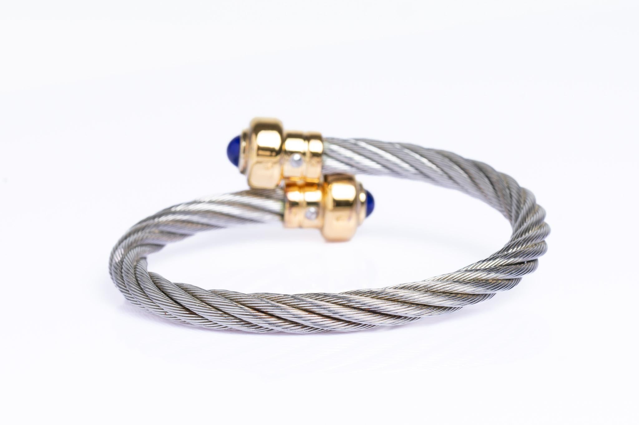 Phillips Charriol Bracciale con cavo in acciaio inossidabile Lapis Lazuli In condizioni buone in vendita a Portland, England