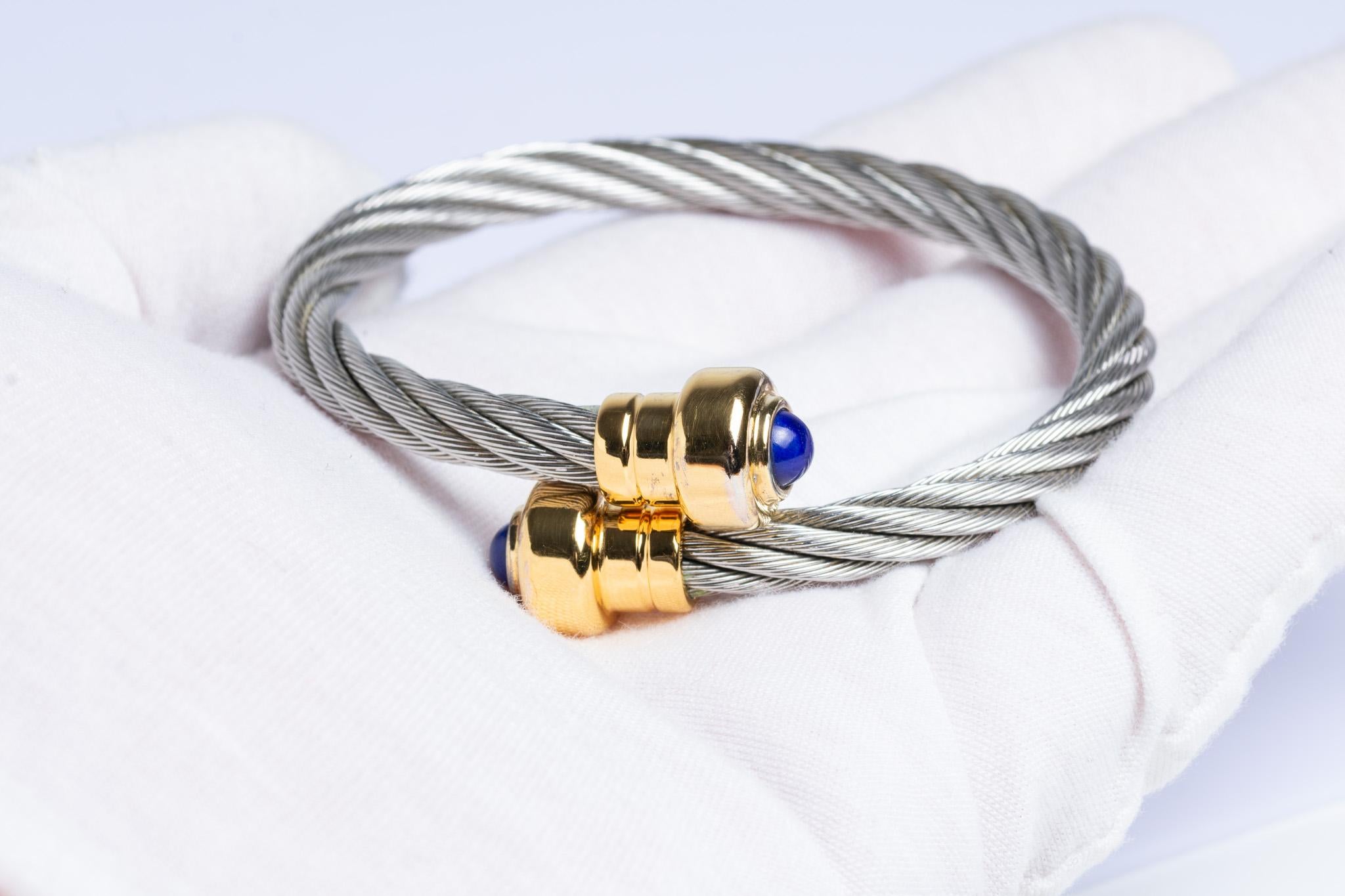 Phillips Charriol Bracciale con cavo in acciaio inossidabile Lapis Lazuli in vendita 1