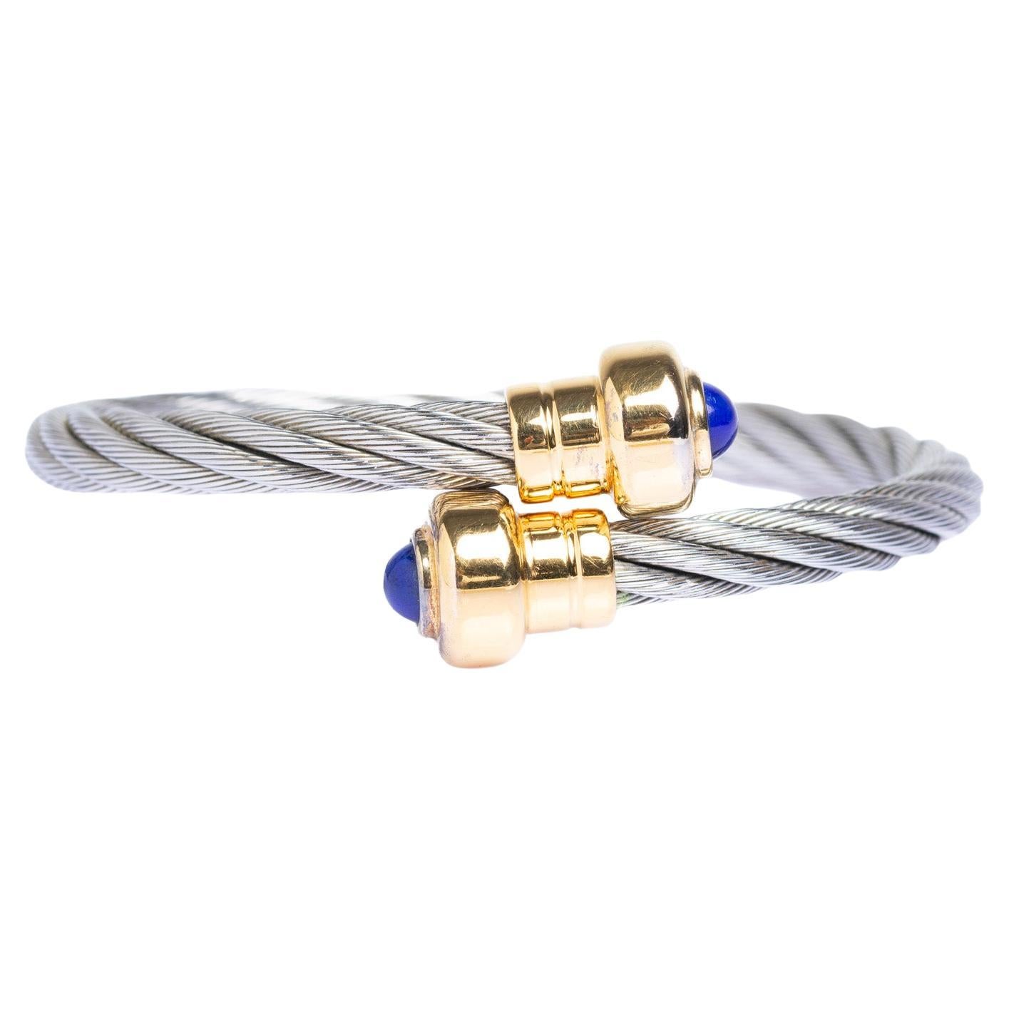Phillipe Charriol Lapis Lazuli Stainless Steel Cable Bangle
