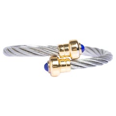Phillipe Charriol Bracelet câble en acier inoxydable lapis-lazuli