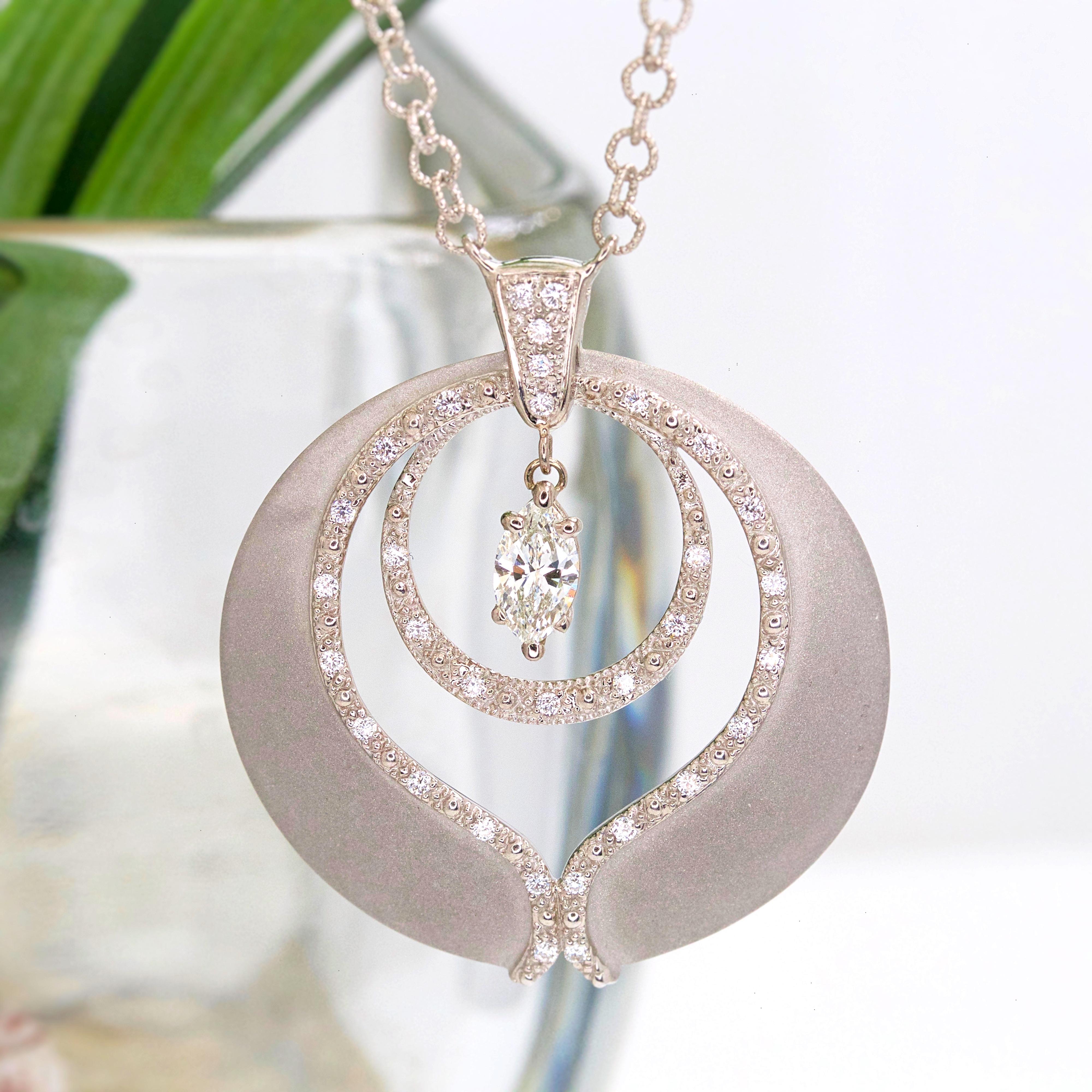 Phillipe Charriol Marquise Diamond Pendant Necklace in 18 Karat Gold 0.65 Carat In Excellent Condition For Sale In San Diego, CA