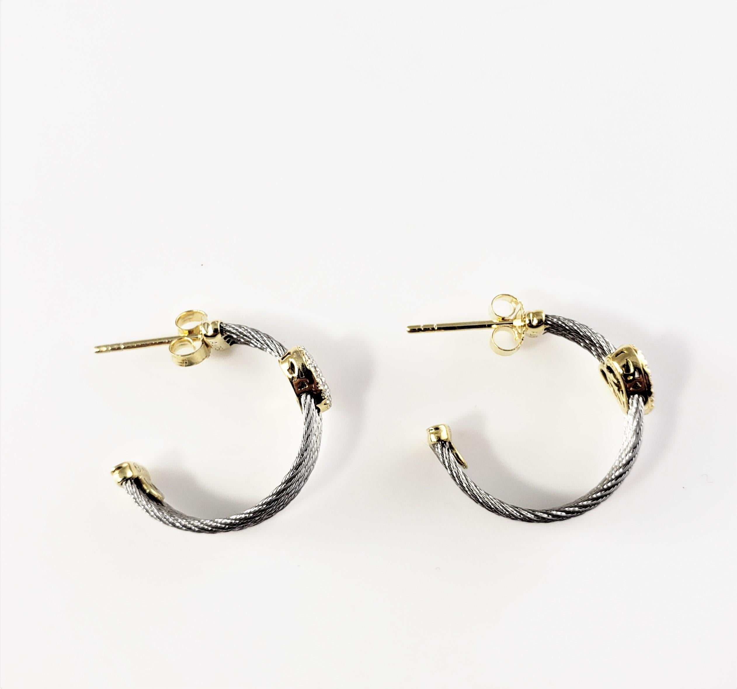  Phillipe Charriol Boucles d'oreilles cœur en acier et or jaune 18 carats avec diamants Pour femmes 