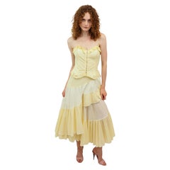 Phillipe Salvet Yellow Tiered Skirt & Bustier Set