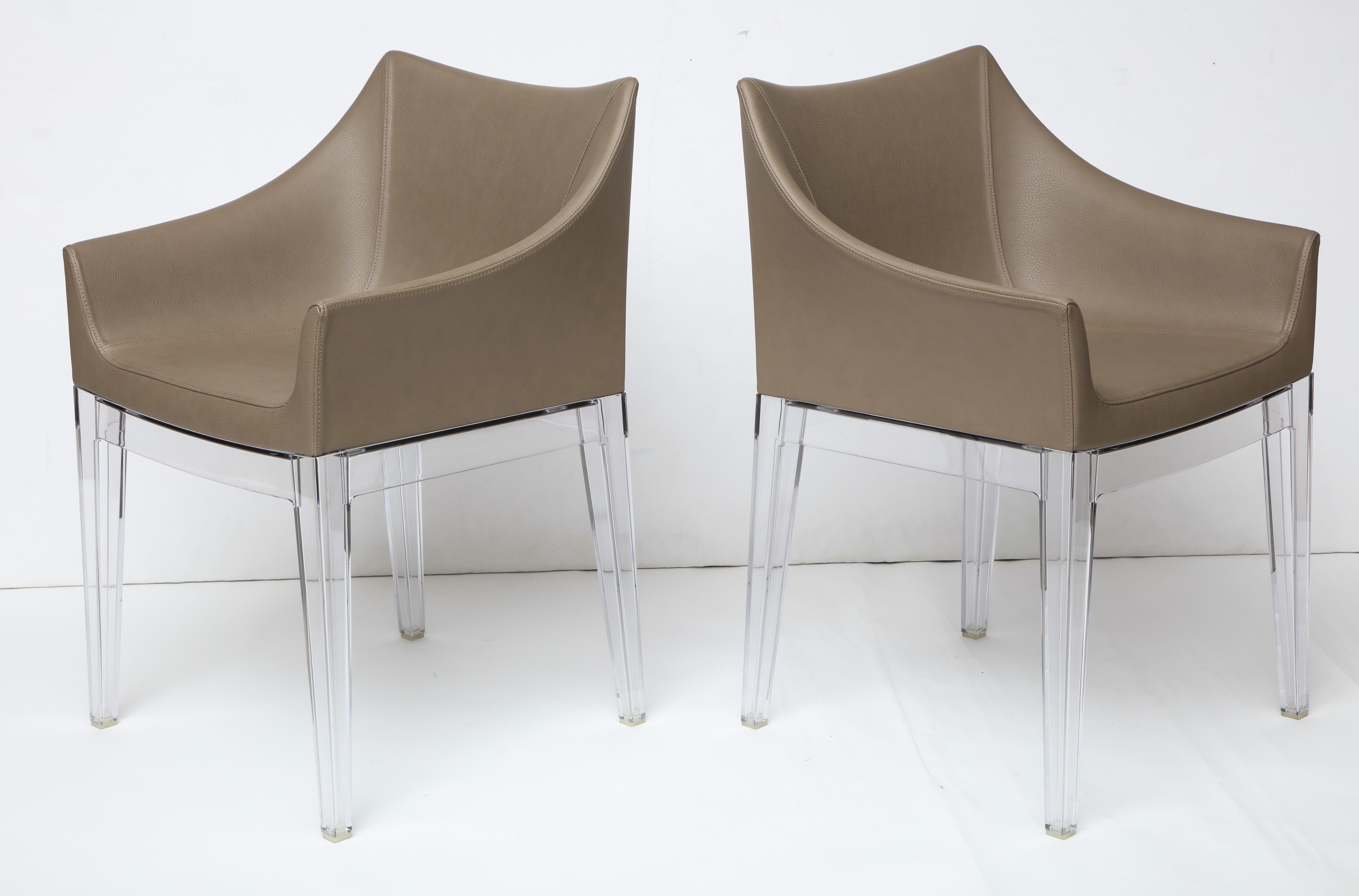 Italian Phillipe Stark Mademoiselle Upholstered Faux Leather Chairs