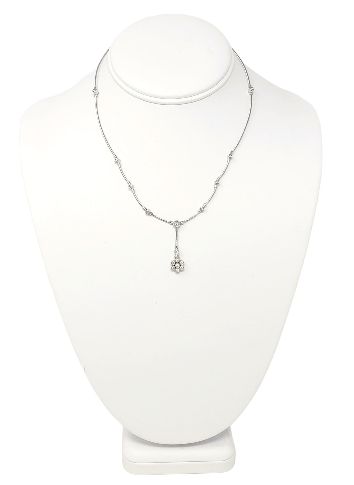 Contemporary Phillippe Charriol Diamond Station Necklace with Floral Drop in 18 Karat Gold