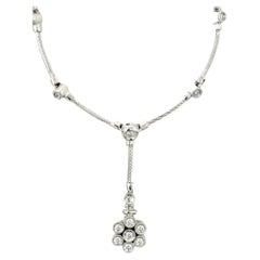 Phillippe Charriol Diamond Station Necklace with Floral Drop in 18 Karat Gold