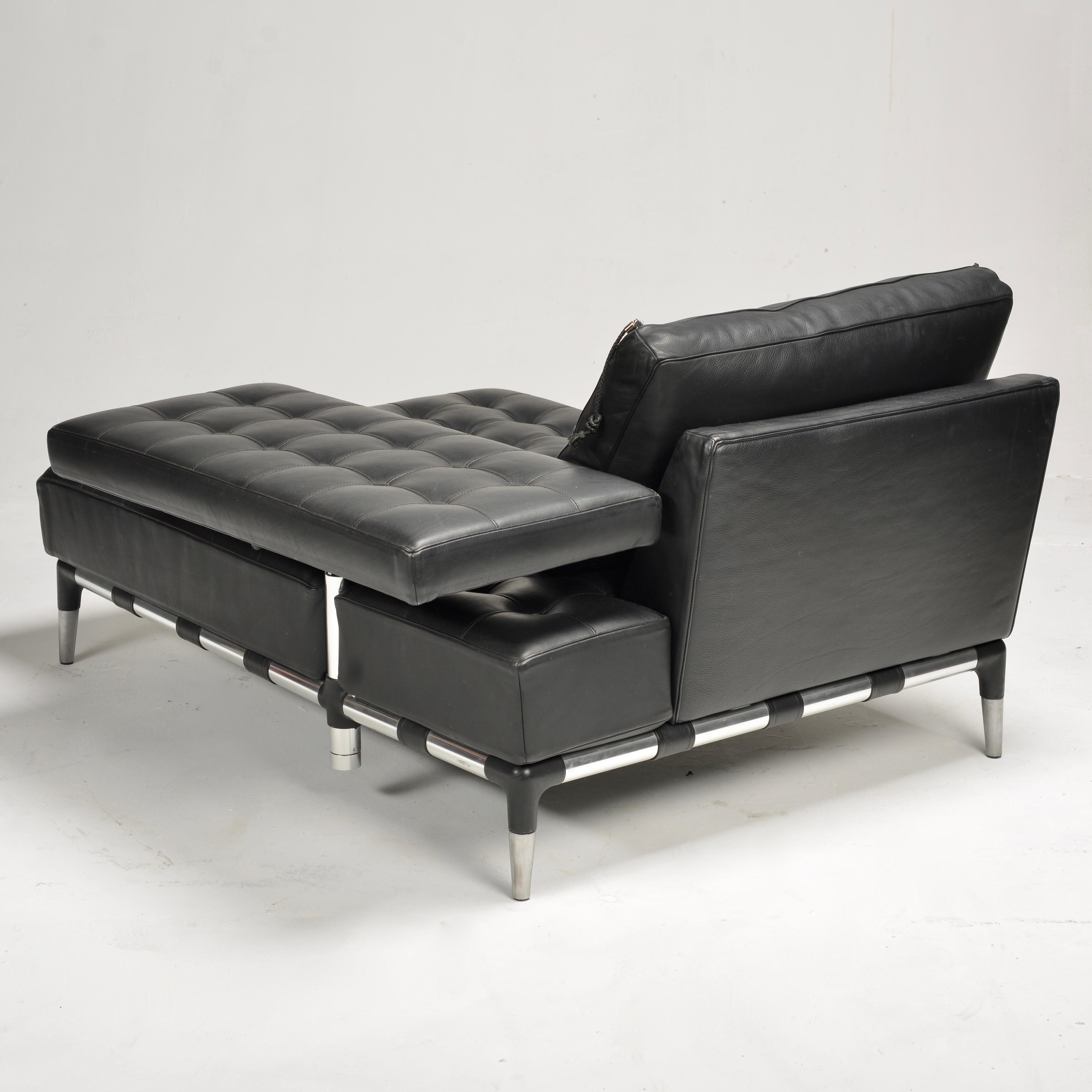 Phillippe Starck Prive Chaise Longue de acero y cuero en venta 3