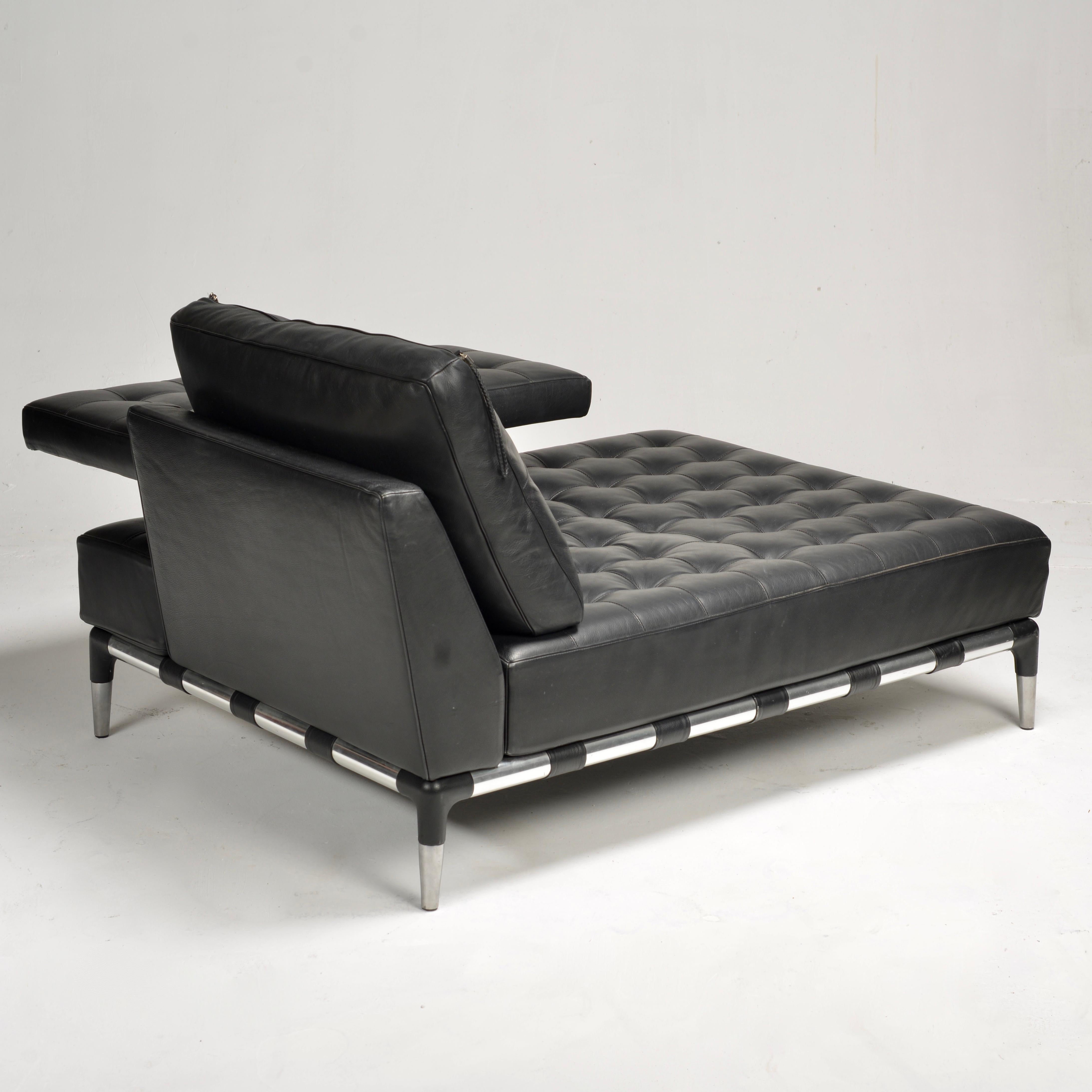Phillippe Starck Prive Chaise Longue de acero y cuero en venta 1