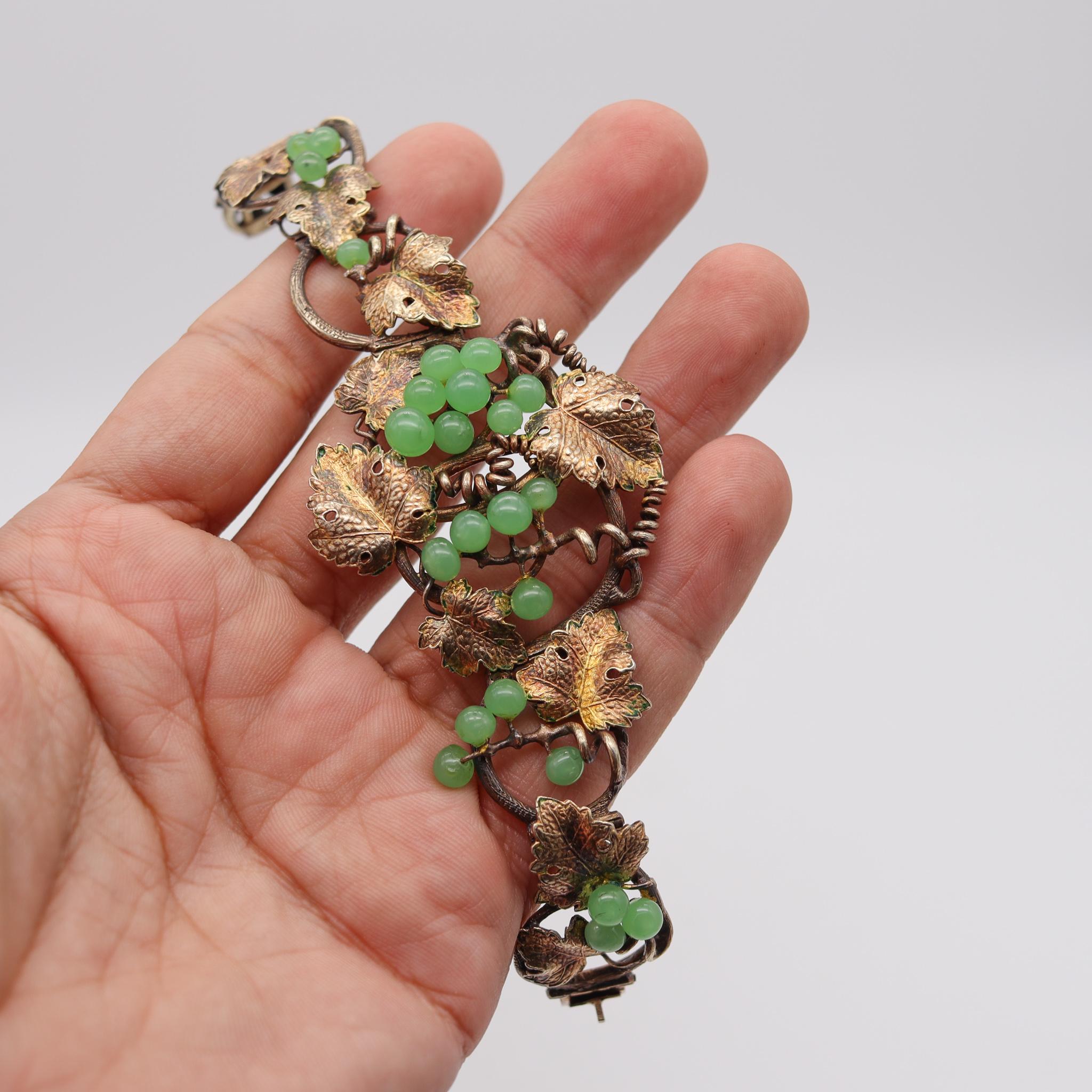 Phillips Brothers 1880 London Bracelet Sterling Silver with Jadeite Green Jade 4