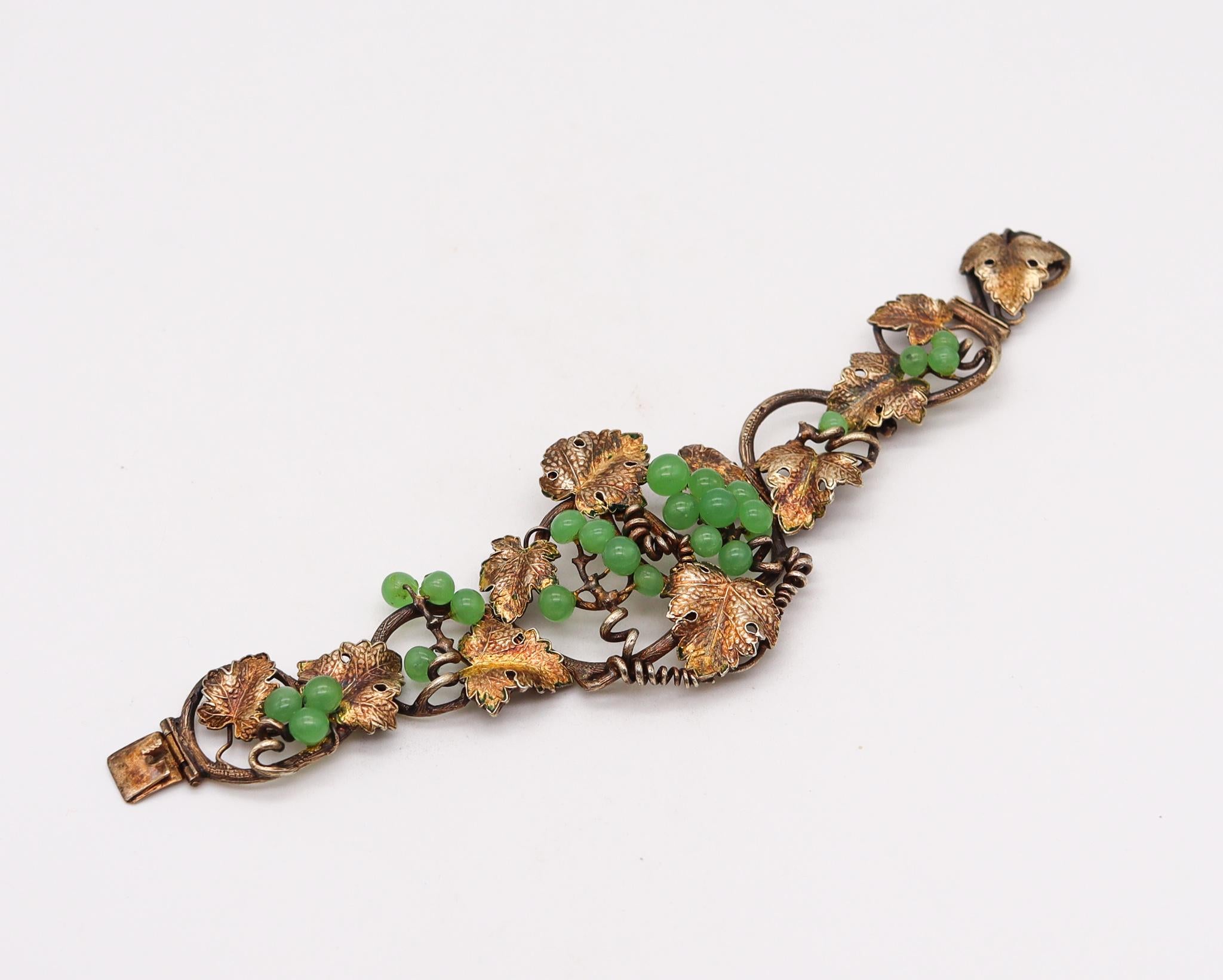 Phillips Brothers 1880 London Bracelet Sterling Silver with Jadeite Green Jade 1