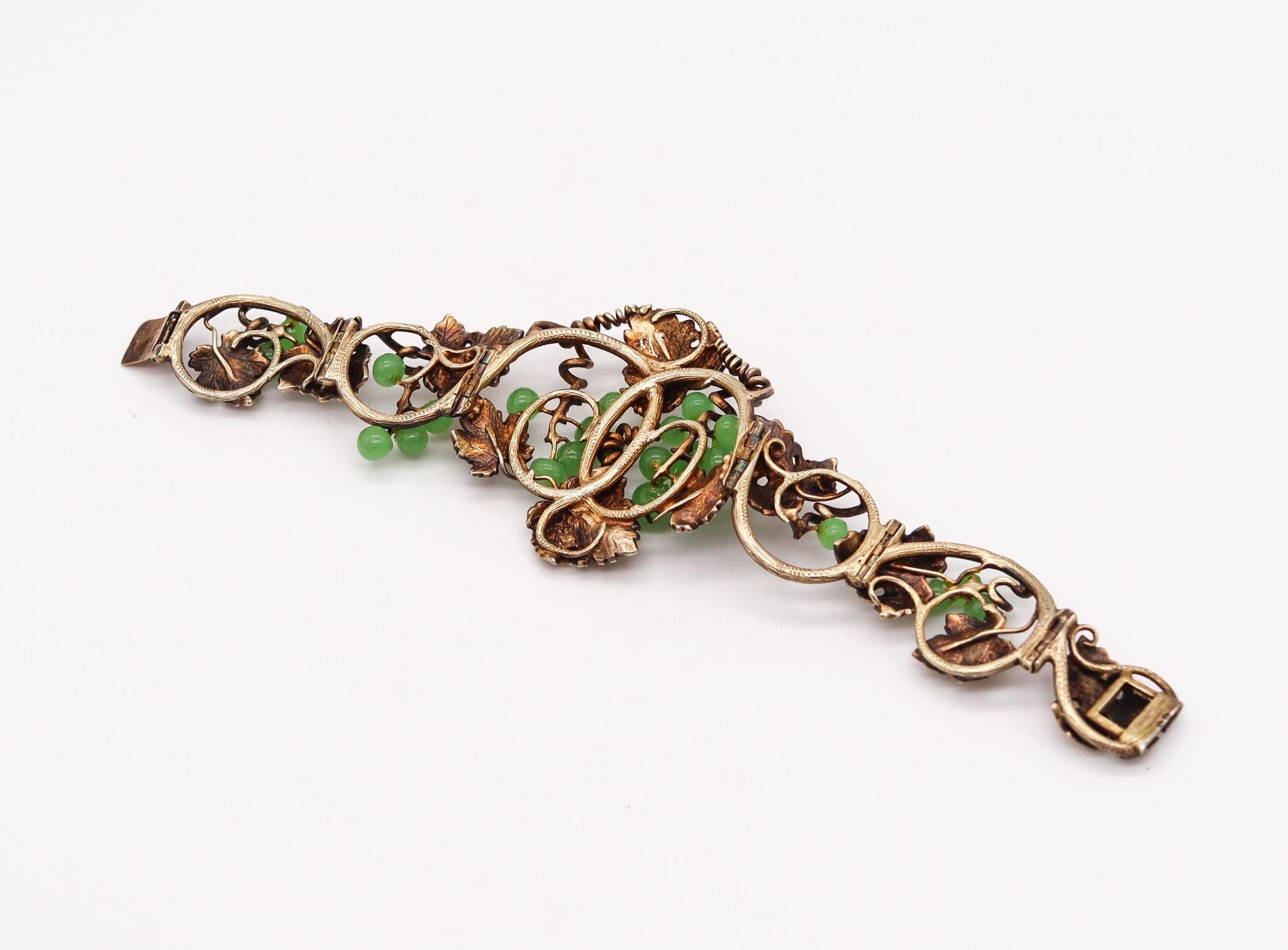 Phillips Brothers 1880 London Bracelet Sterling Silver with Jadeite Green Jade 3