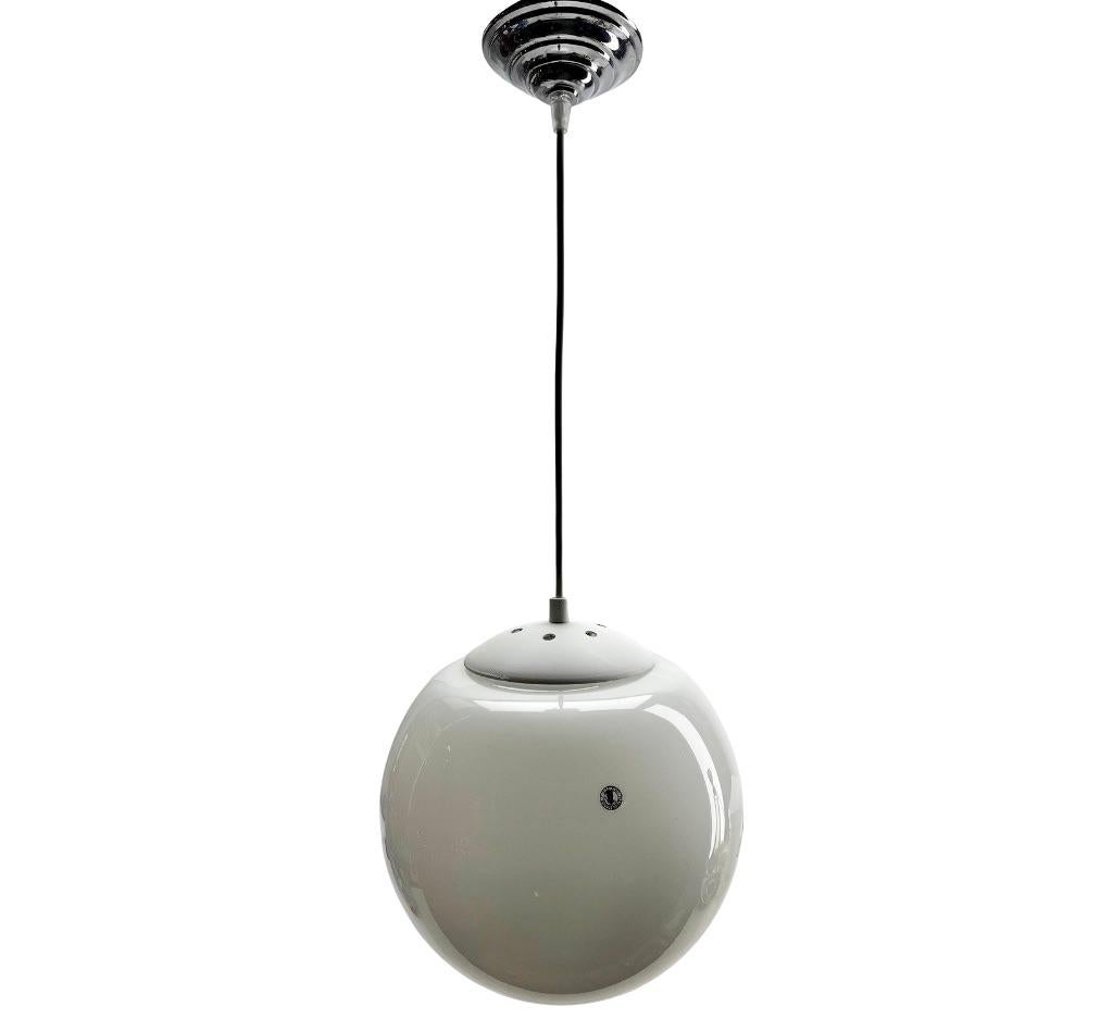 Phillips Pendant  Lamp with a Globular Opaline Shade, 1960s, Netherlands In Good Condition For Sale In Verviers, BE