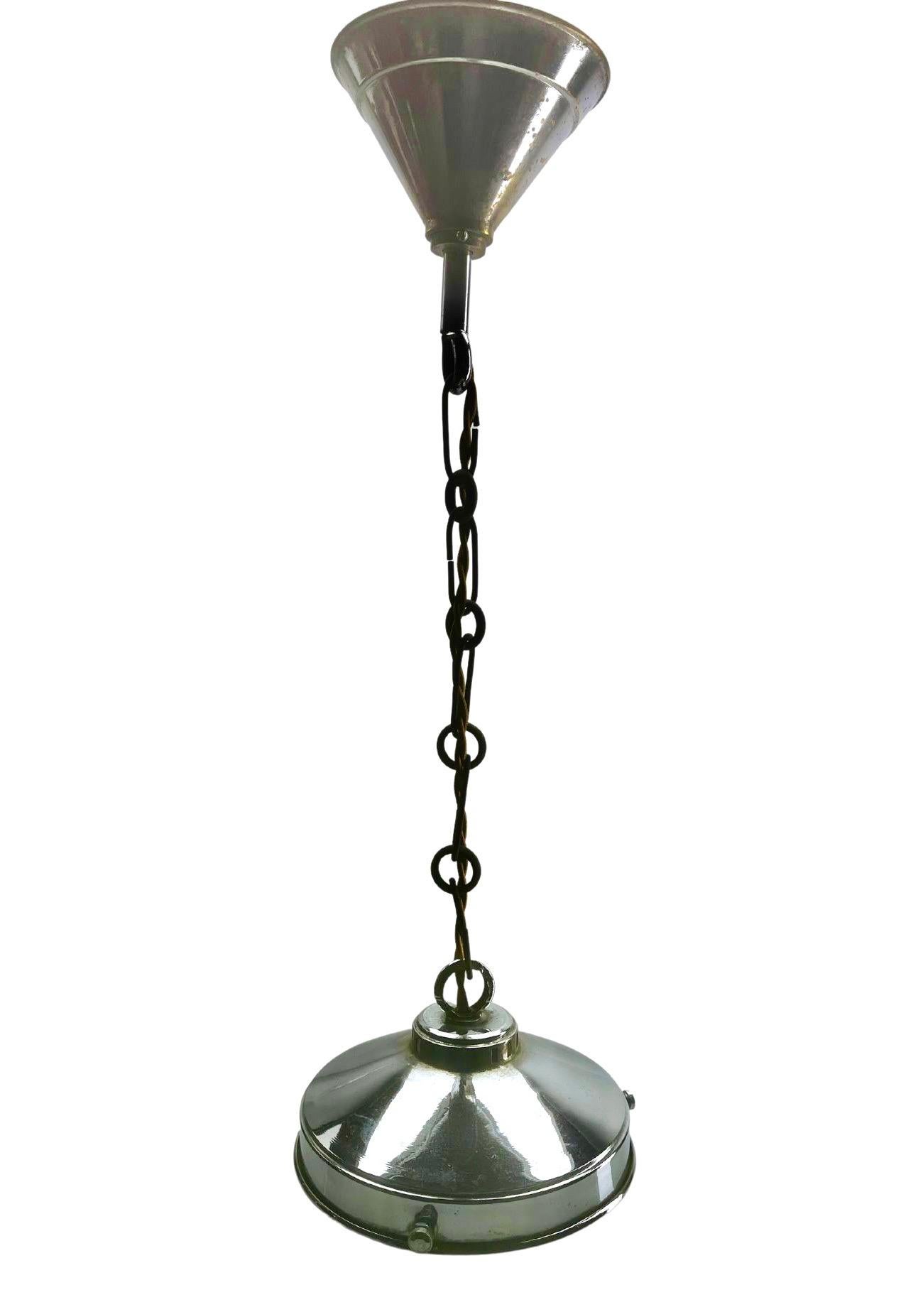 Phillips Pendant Lamp with a Opaline Shade and Chrome Fittings, 1930s, Holland For Sale 1