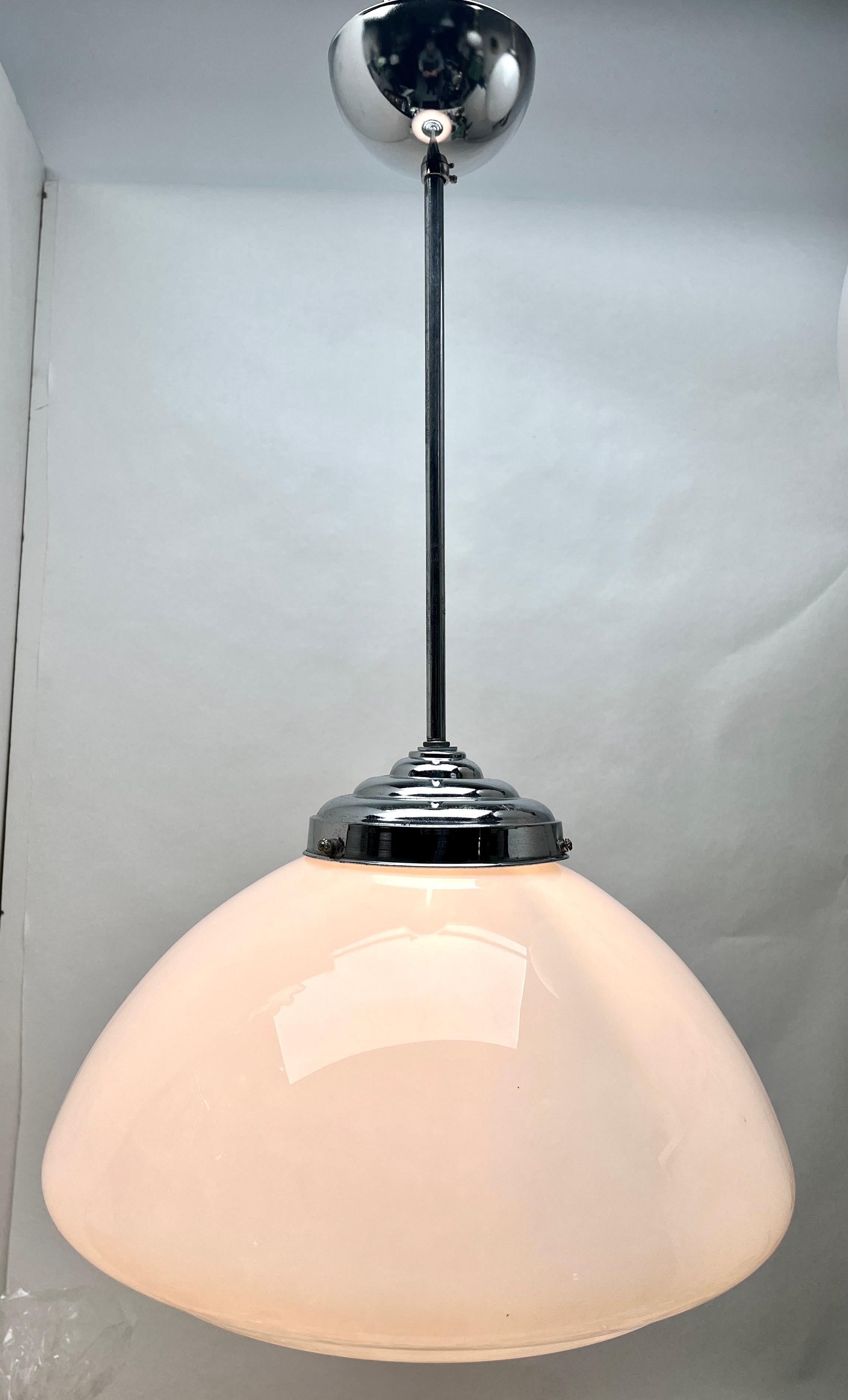 Phillips Pendant Stem Lamp with a Globular Opaline Shade, 1930s, Netherlands For Sale 2