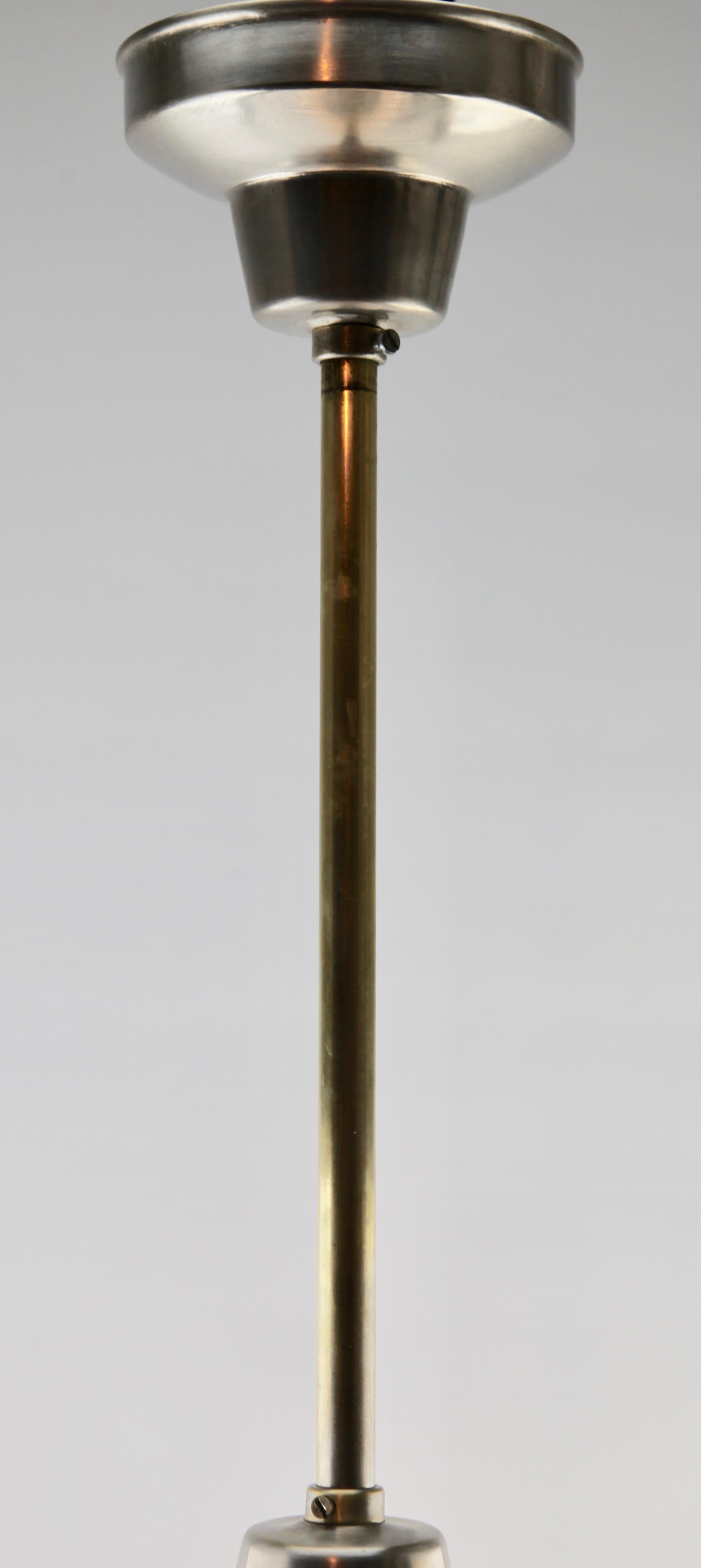 Blown Glass Phillips Pendant Stem Lamp with a Globular Opaline Shade, 1930s, Netherlands