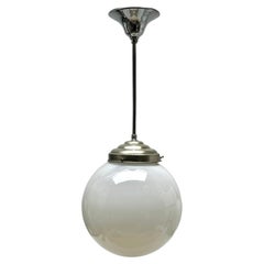 Phillips Pendant Stem Lamp with a Globular Opaline Shade, 1930s, Netherlands