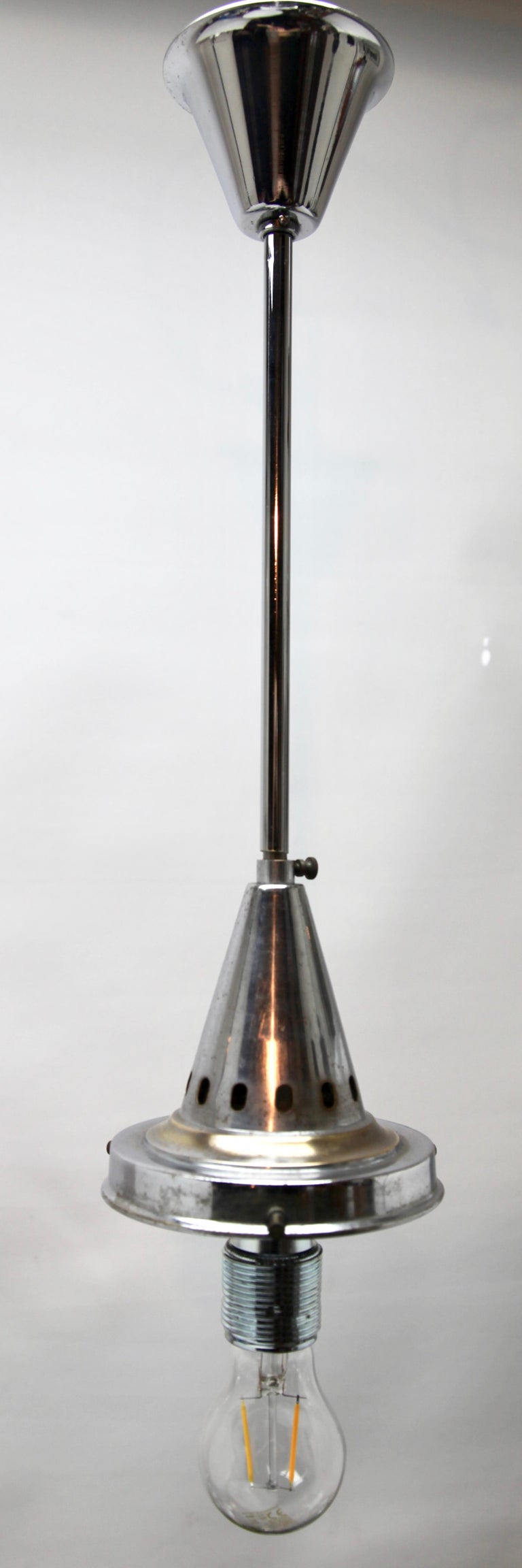 Belgian Phillips Pendant Stem Lamp with Large Stepped Opaline Shade, 1930s, Belgium For Sale