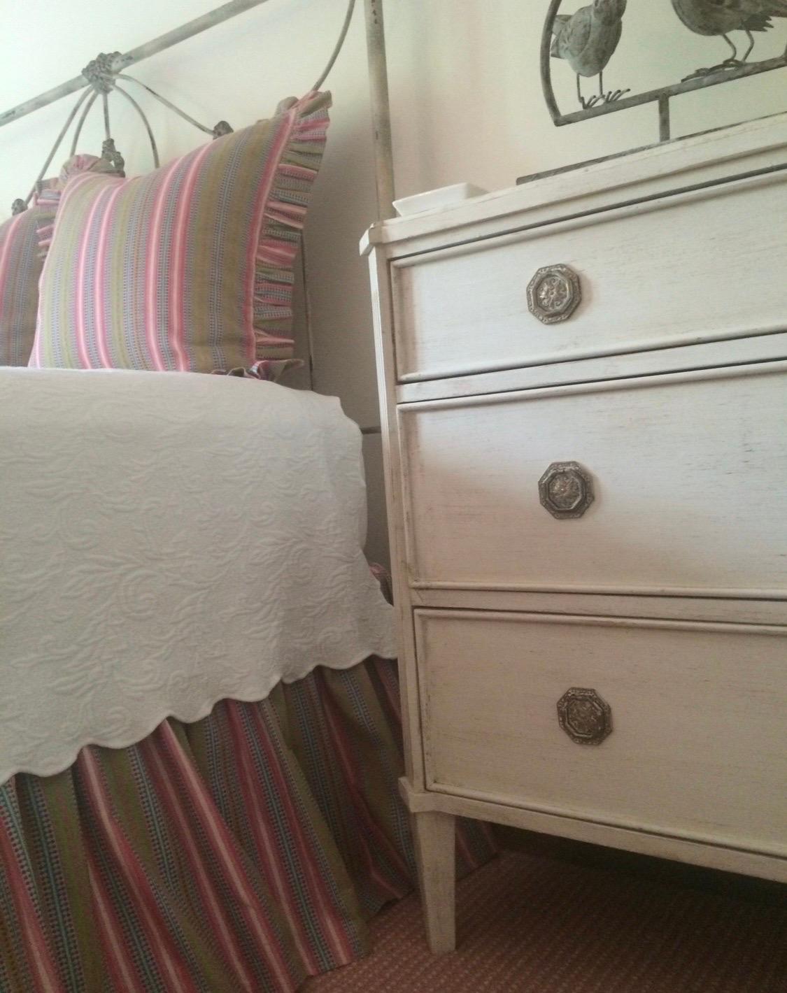 French Provincial Phillips Scott Sophia Chest Painted Shell White Commode NEW For Sale