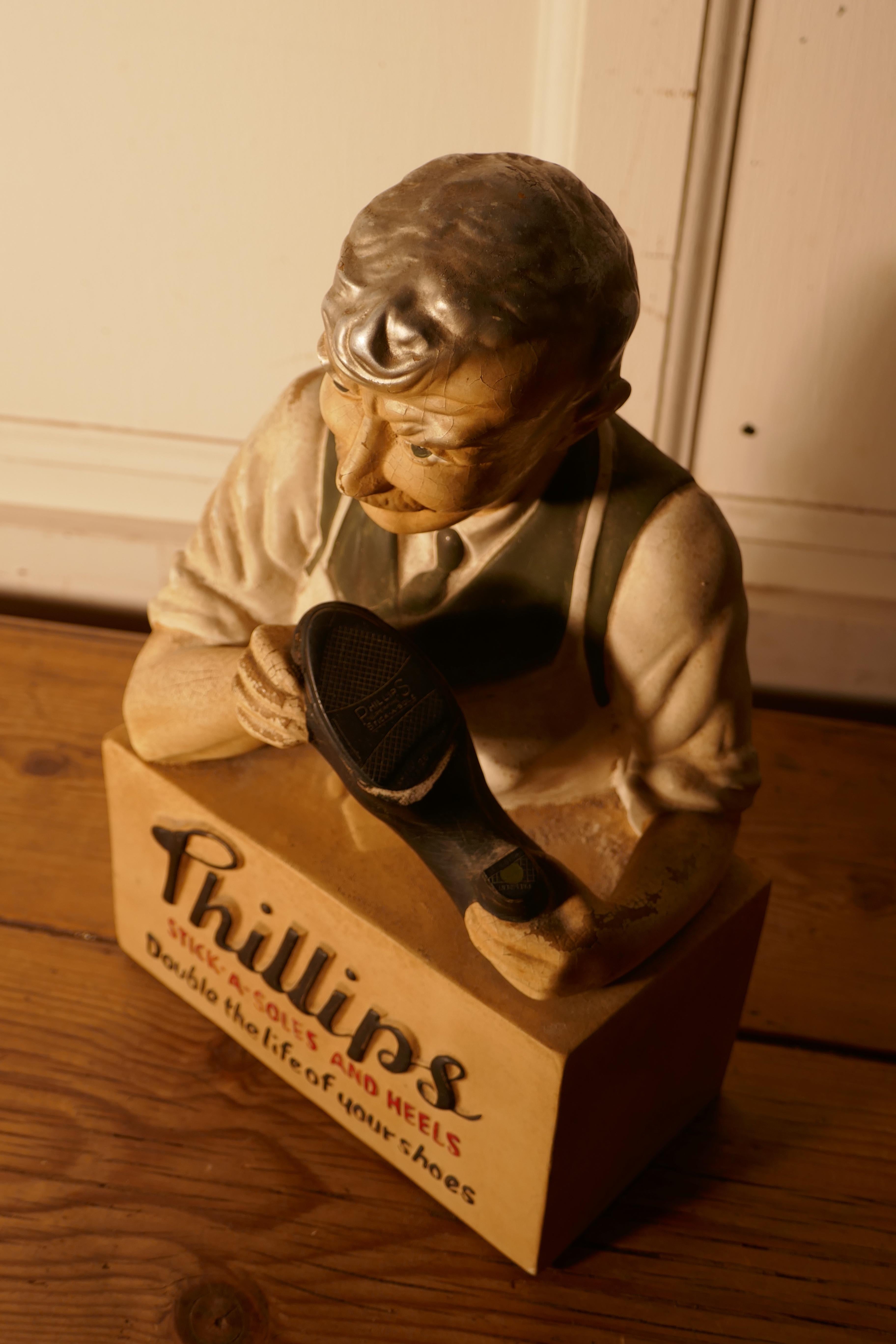 Phillips Stick a Soles and Heels Cobblers Shop Advertising Display Model In Good Condition For Sale In Chillerton, Isle of Wight