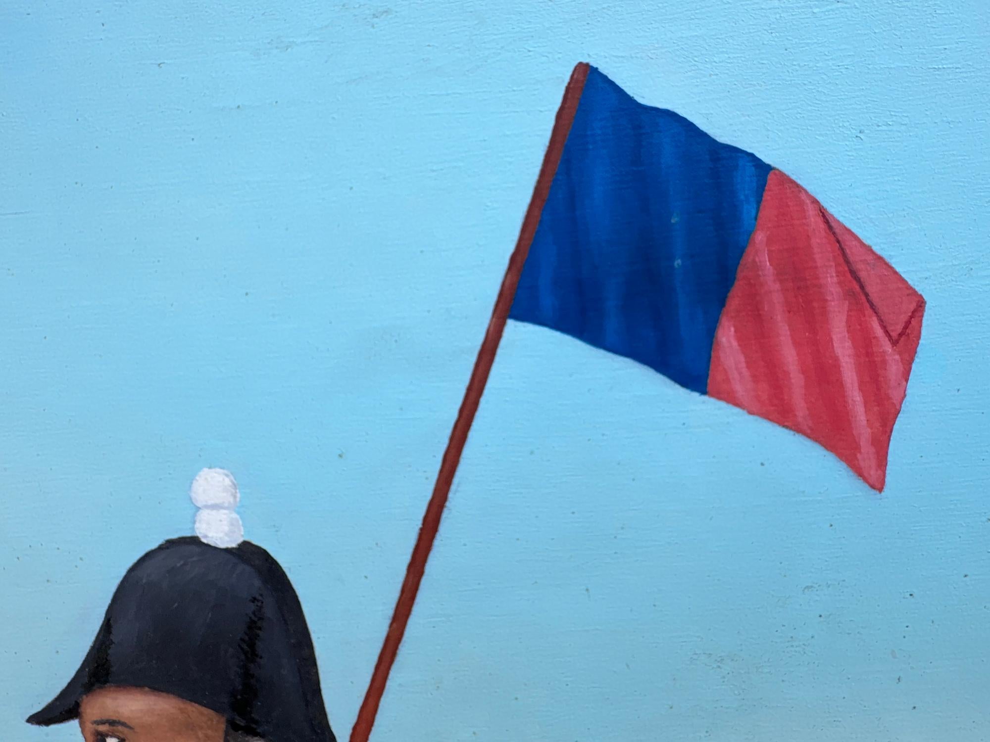 Military Man on Horseback with Haitian Flag For Sale 5