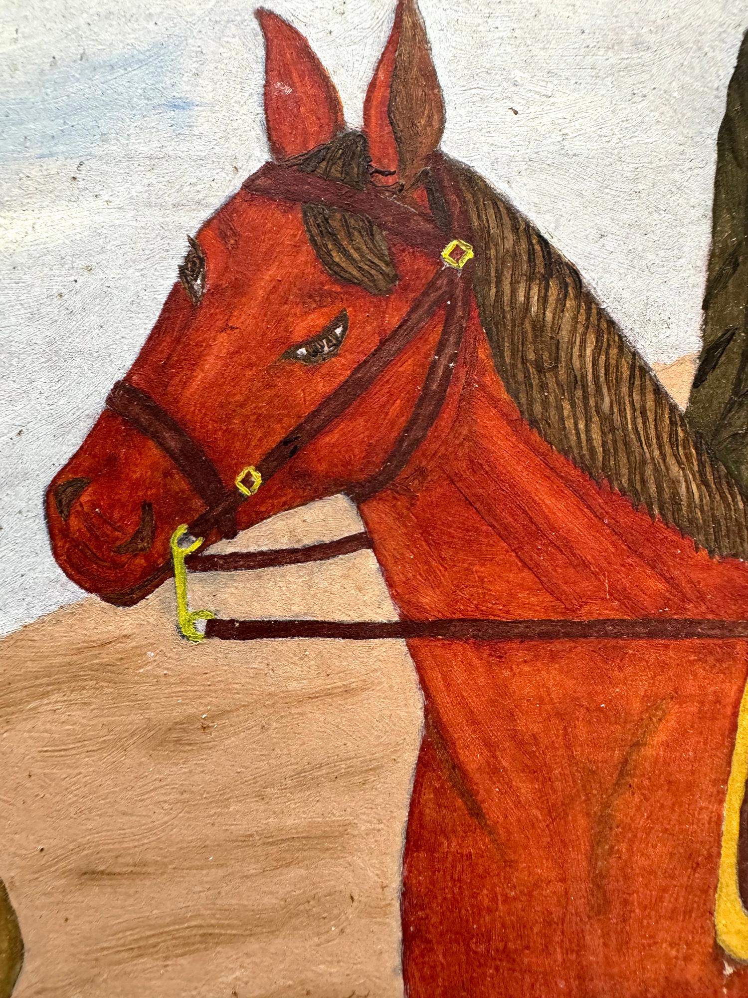 Pilgrims going out for the feast of St. Anne on Horseback - Outsider Art Painting by Philomé Obin