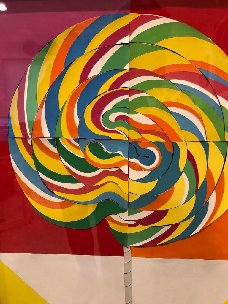 Big Lolly & Cone, colorful, bold,candy,abstract,hard edge, playful, pop art - Hard-Edge Mixed Media Art by Philomena Marano