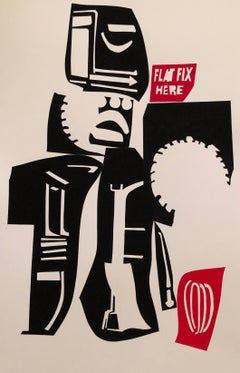 Improv 2, carta tagliata, astratto, grafico, industriale, giocoso, urbano, città
